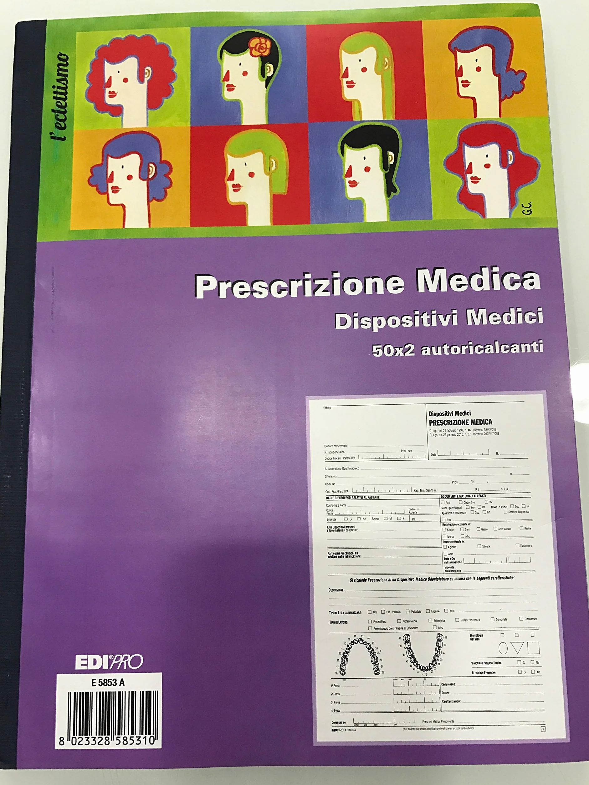EDIPRO E5853A Blocco prescrizione medica dispositivi medici 50x2 autoricalcante 22x29,7