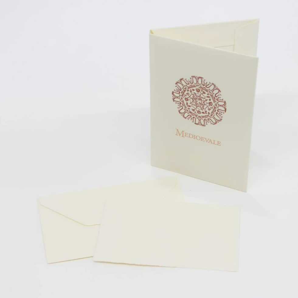 Medioevale Set di biglietti con buste formato medio bordi decorati avorio