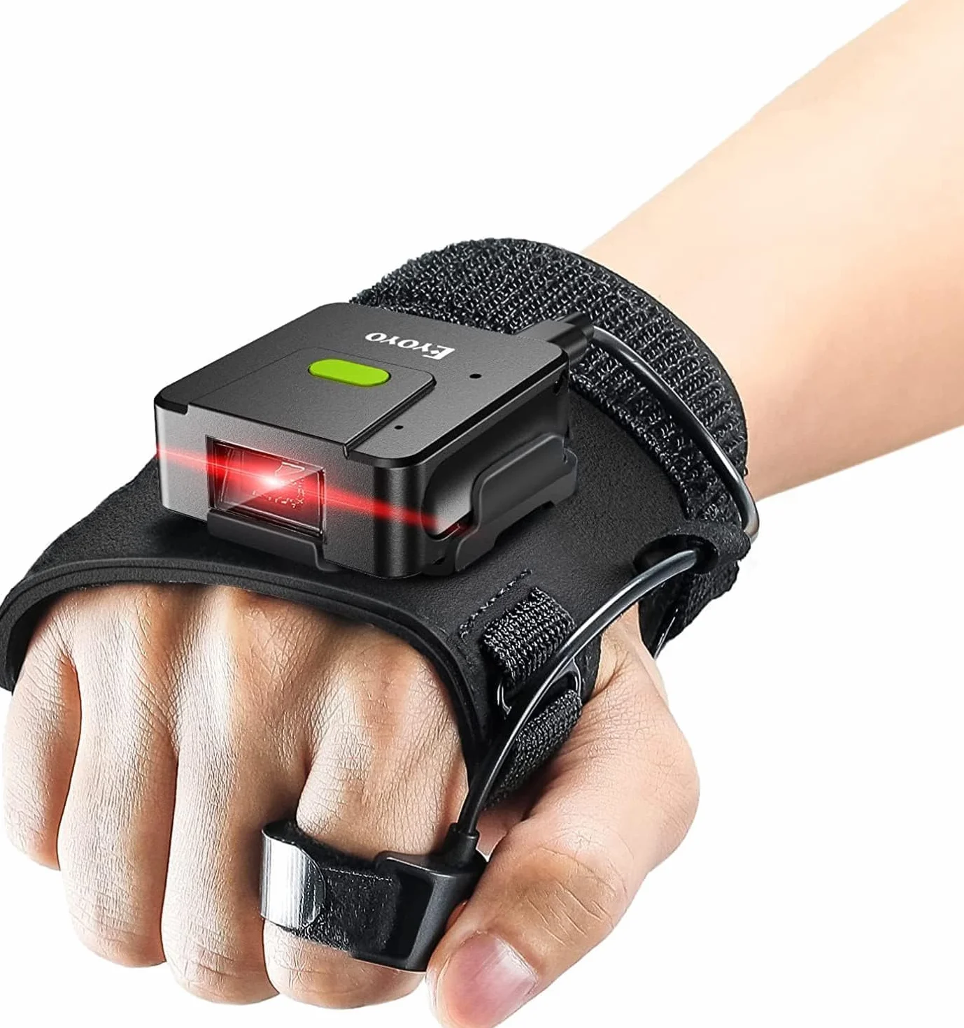 Eyoyo Scanner di codici a barre indossabili 2D: scansione rapida con grande portata, guanto destro e sinistro, anello portatile Bluetooth 1D QR Code Scanner compatibile con iPhone iPad Android Phone