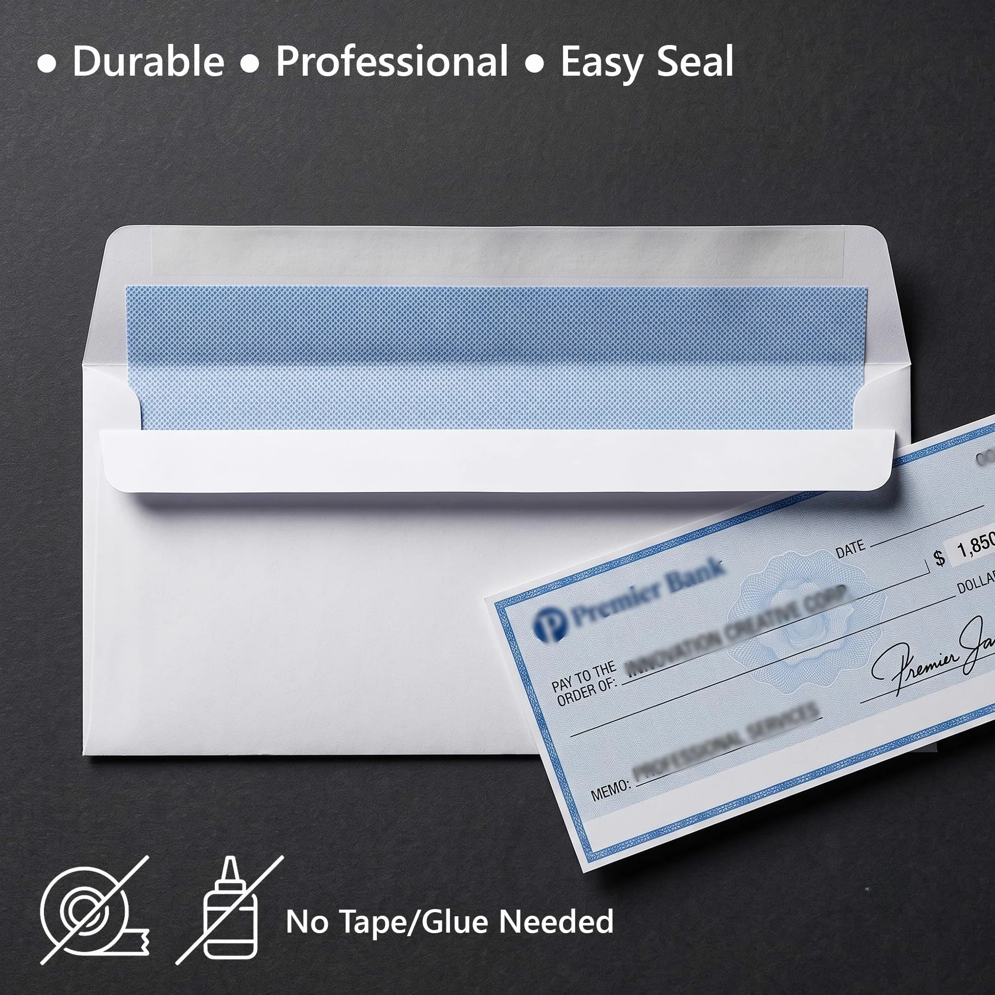 Buste bianche DL da 1000 pezzi, 80 g/m², autosigillanti, 110 x 220 mm, in carta vergine non rivestita, buste riciclabili per lettere, fatture e posta dell'ufficio
