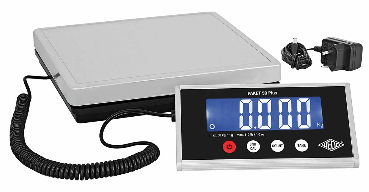 Bilancia per pacchi 50 Plus 50 kg/5 g incl. alimentatore di rete, argento/nero