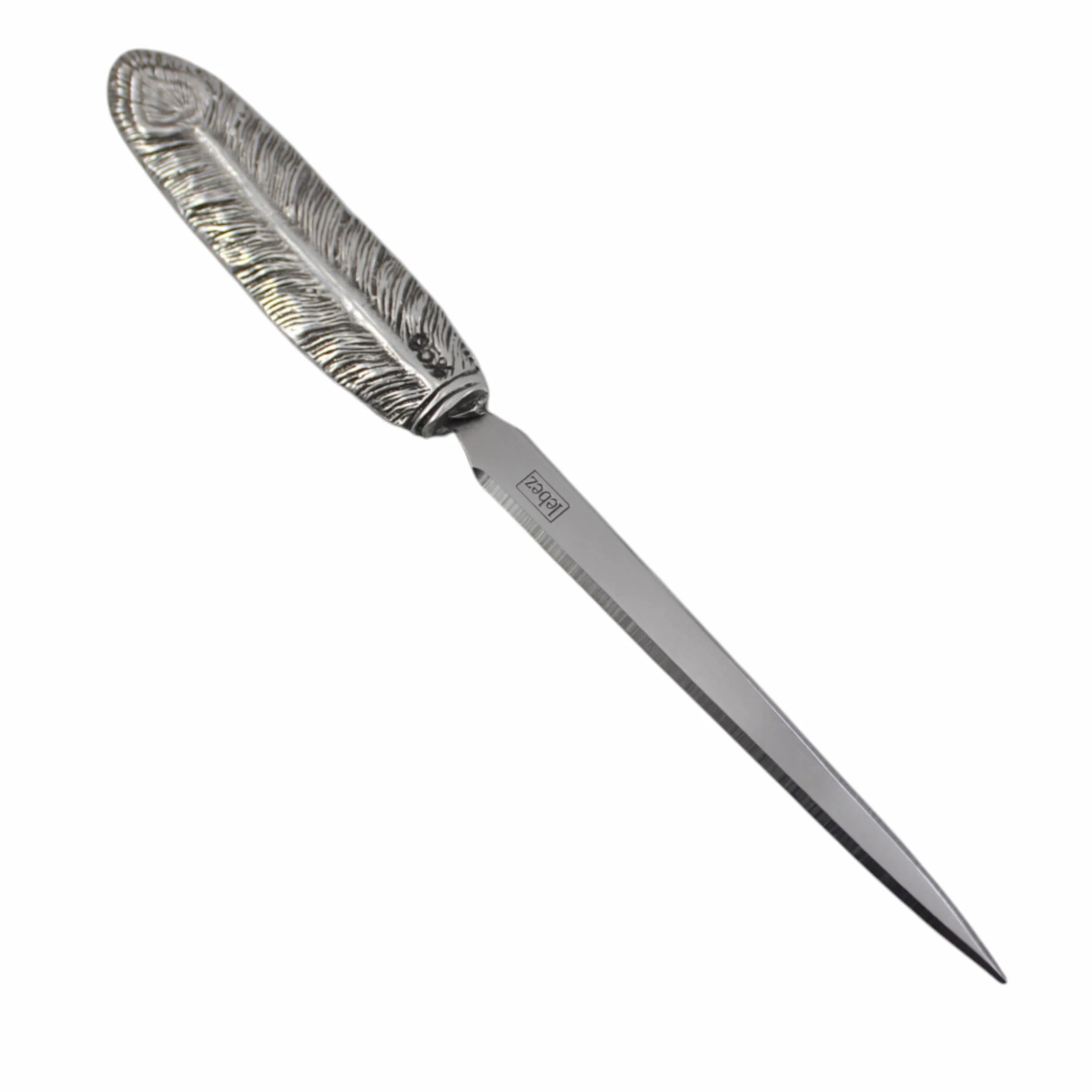 Cavagnini, Apribuste tagliacarte elegante, in acciaio inox e peltro. Confezione regalo inclusa. (Piuma)