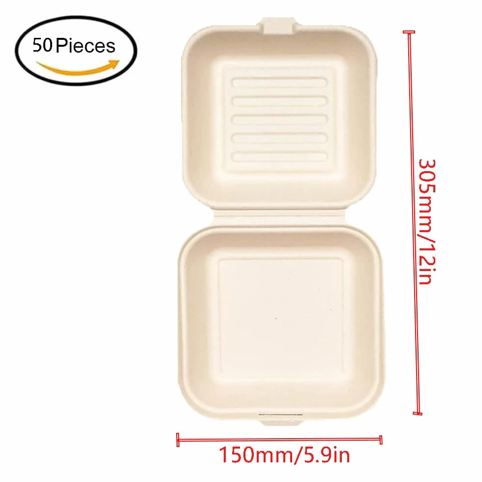 Contenitori Biodegradabili Take Away per Hamburger 50 Pezzi