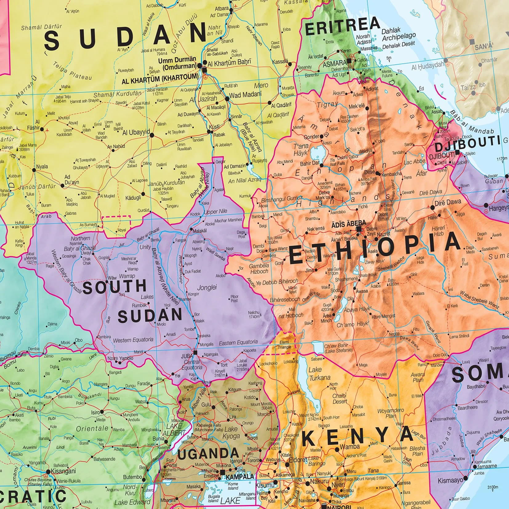 Grande mappa politica dell'Africa da parete, laminata, 91,44 cm x 122 cm