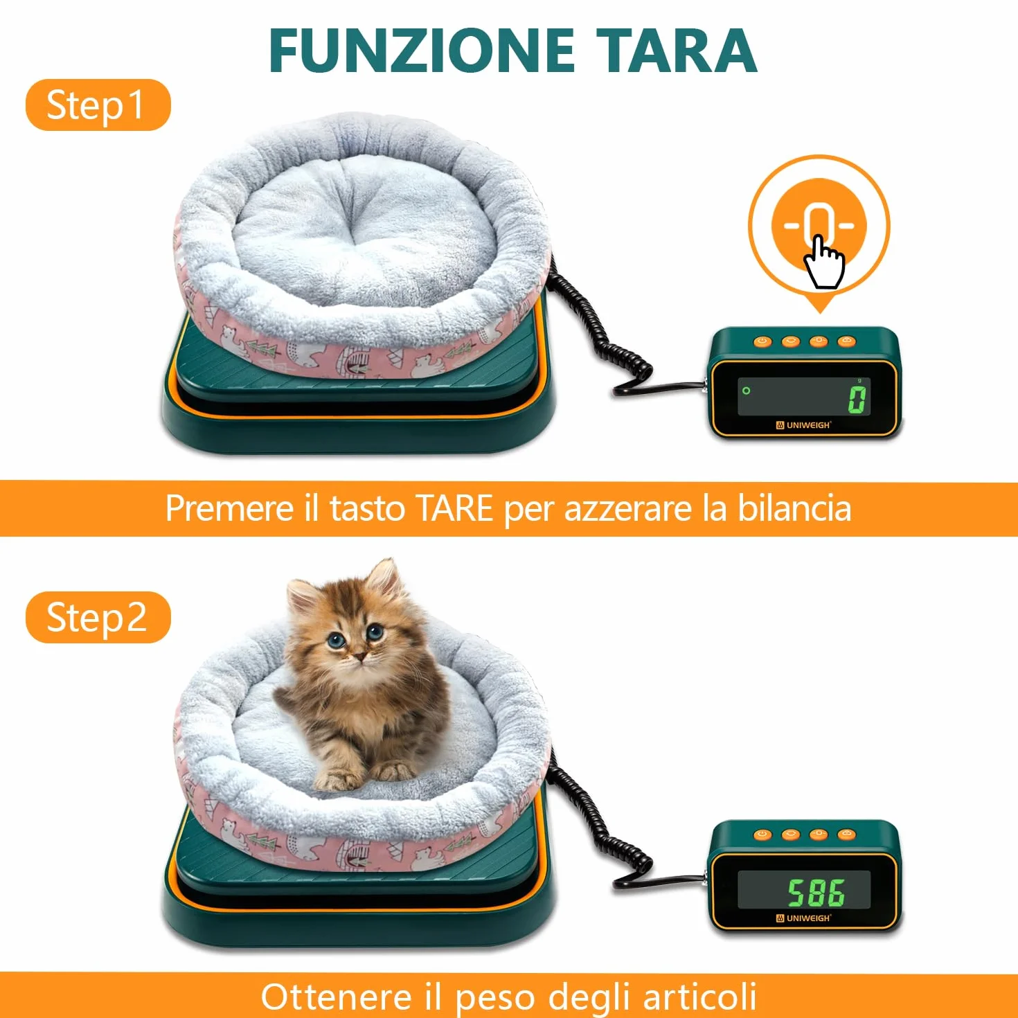 UNIWEIGH Bilancia postale digitale per pacco, 86 lb/0,1 oz per pacco-funzione di mantenimento e tara, bilancia di affrancatura, supporto pieghevole per bilancia postale, include batterie e cavo USB