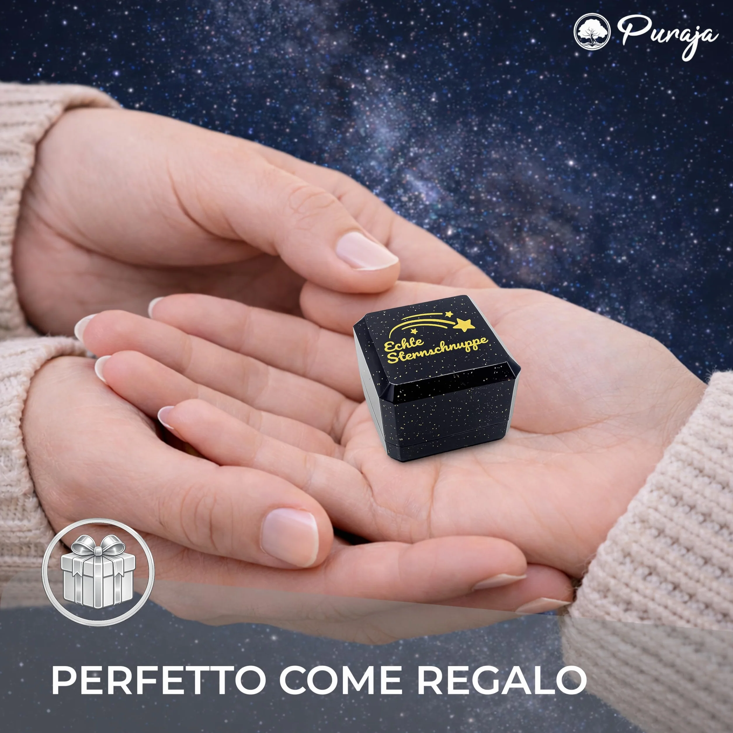 PURAJA Meteorite Vera Stella cadente con Certificato | Regalo per Compleanni, Matrimoni, anniversari | Portafortuna