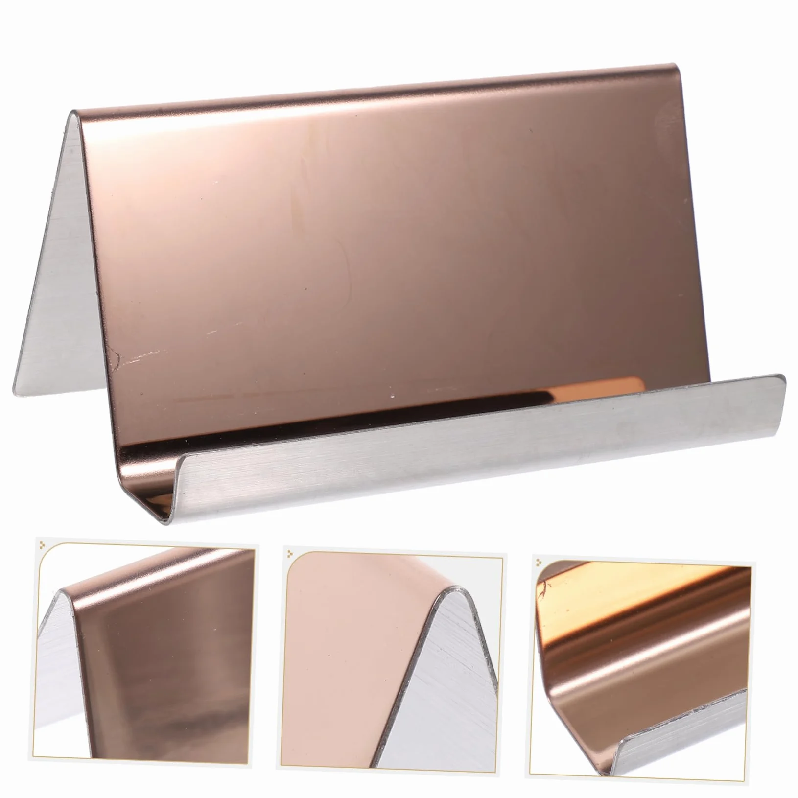 HOMSFOU 4 Pezzi Biglietti Visita Inossidabile Elegantper Scrivania Espositorper Carte Visita Resistente per Ufficio e Ricezione