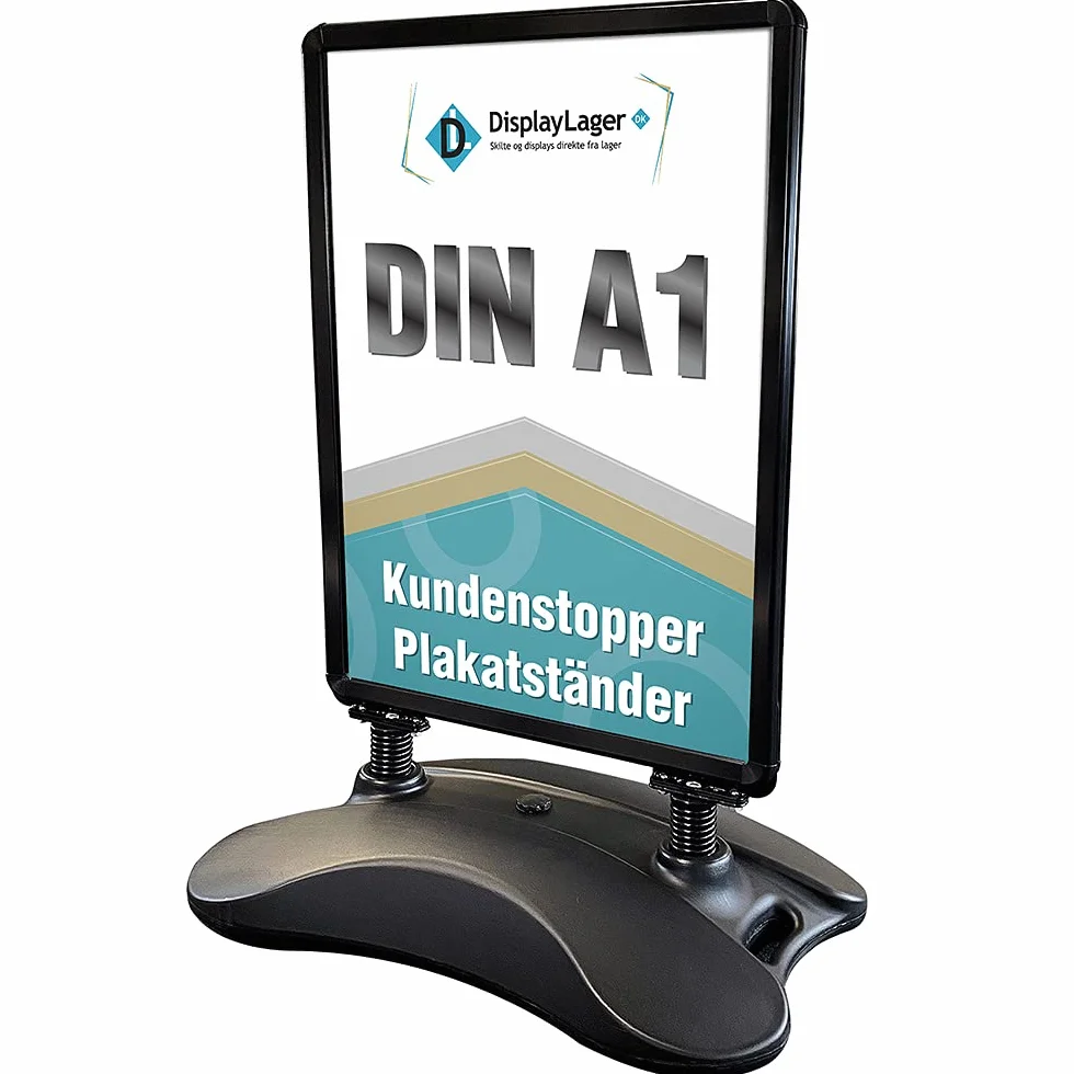 DisplayLager - Supporto per Poster con Ruote, Formato A1 (Bifacciale), Alluminio, Nero, Wind-Sign - Cavalletto Espositore Pubblicitario