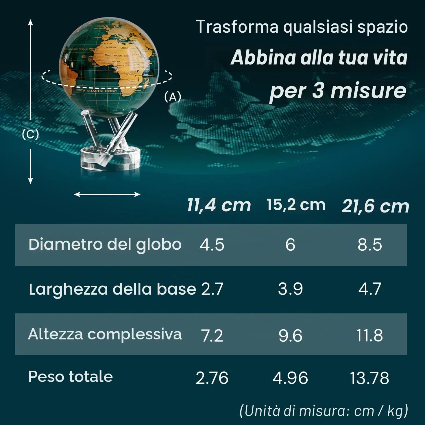 MOVA Globes Venere Classico (4,5") | Mappamondo Auto-Rotante a Energia Luminosa |Silenzioso, Senza Batterie né Fili |Decorazione da Scrivania o Idea Regalo Globo Spazio