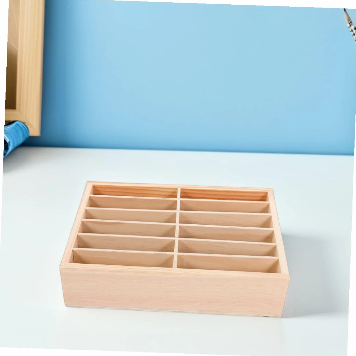 Organizer Per Telefono Da Tavolo in Legno 12 Scomparti, Scatola Portaoggetti Per Cellulare Da Ufficio e Aula, Supporto Da Scrivania Per Gestione Dispositivi Multipli