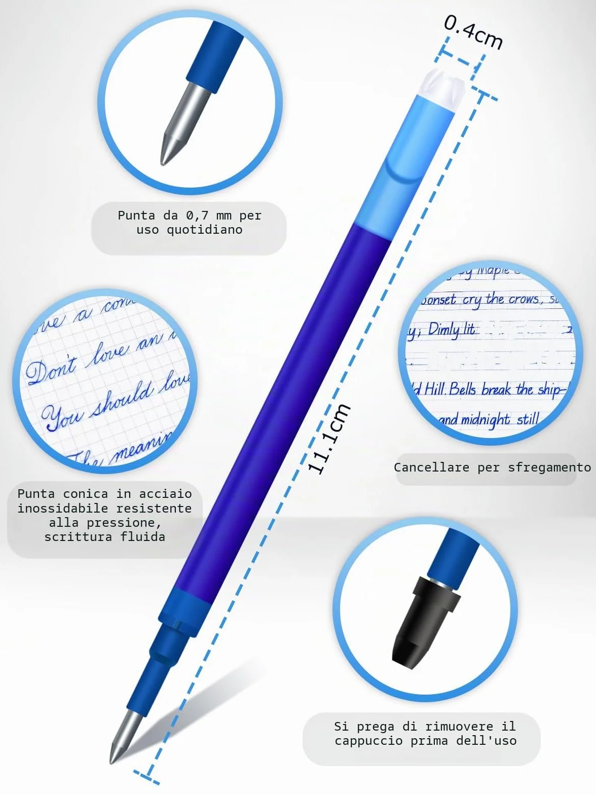 DealKits 14 ricariche in gel cancellabili 0,7 mm compatibili con Pilot FriXion Ball Clicker Eberhard Faber mine di ricambio per penna gel