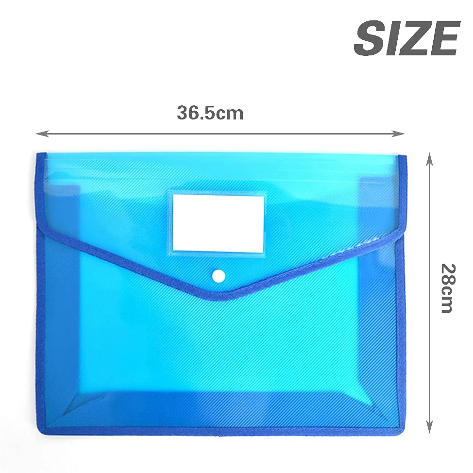 7 Pcs Cartelle Portadocumenti in Plastica con Bottone a Scatto, 36,5 * 28 cm, Impermeabile Trasparente Portafogli per Ufficio Scolastico