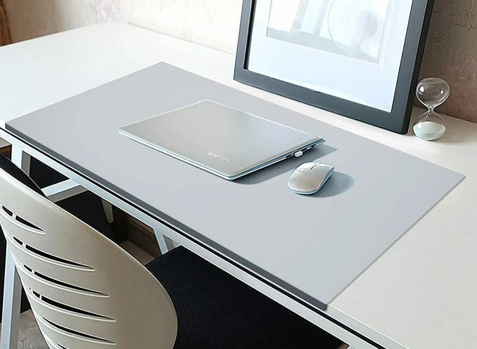 Tappetino da scrivania in pelle PU impermeabile antigraffio antiscivolo 80x50 cm grigio