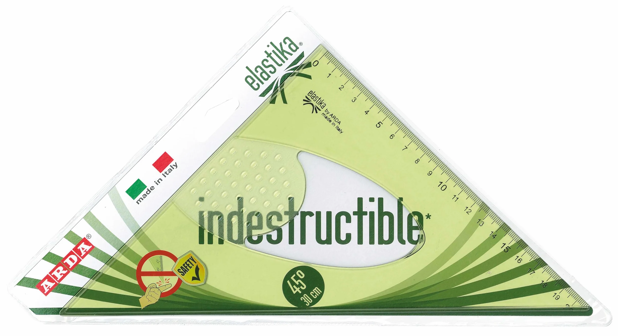 ARDA Elastika Squadra 45 gradi 30 cm Verde Trasparente