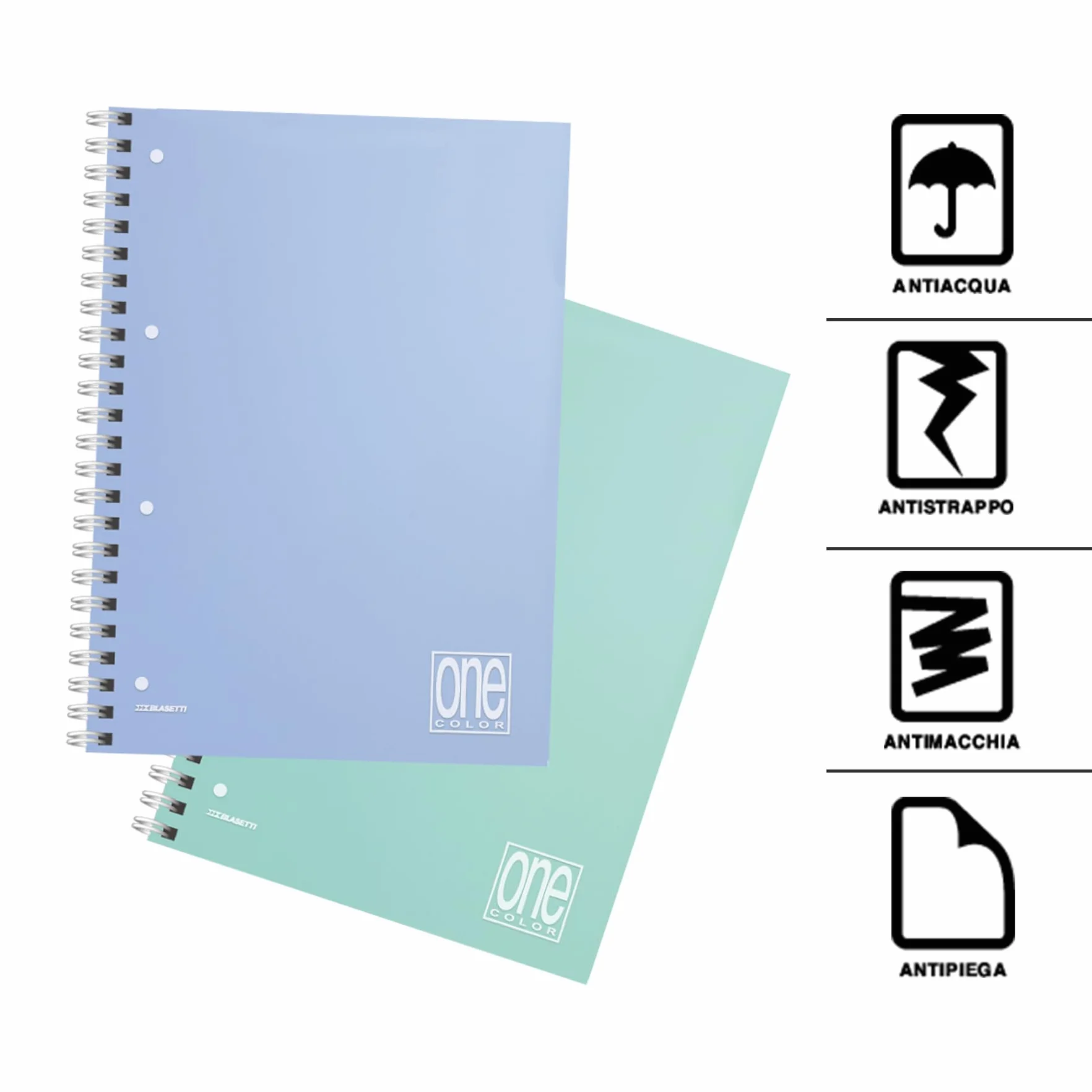 Blasetti Quaderni A4 Spirale 80 Gr Copertina Plastica Lavabile Set 6 Pezzi Colori Pastello Rigatura 5mm
