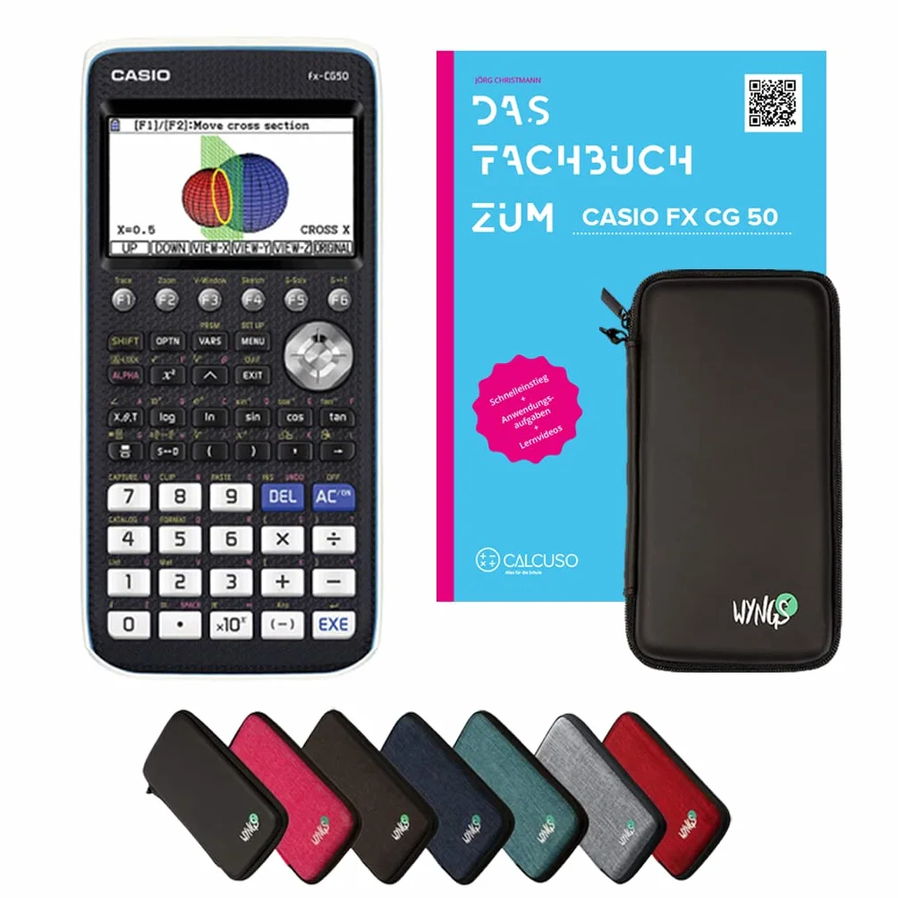 Casio fx-CG50 con custodia protettiva Nero e manuale (92 pagine, DIN A4) – Calcolatrice grafica – Smart Set (Tedesco)