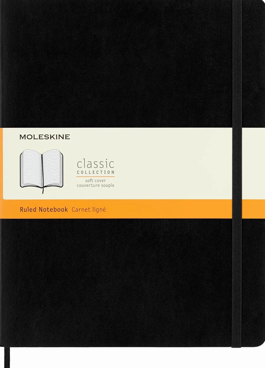 Moleskine Classic Notebook, Taccuino a Righe XL 19 x 25 cm, Nero, 192 Pagine