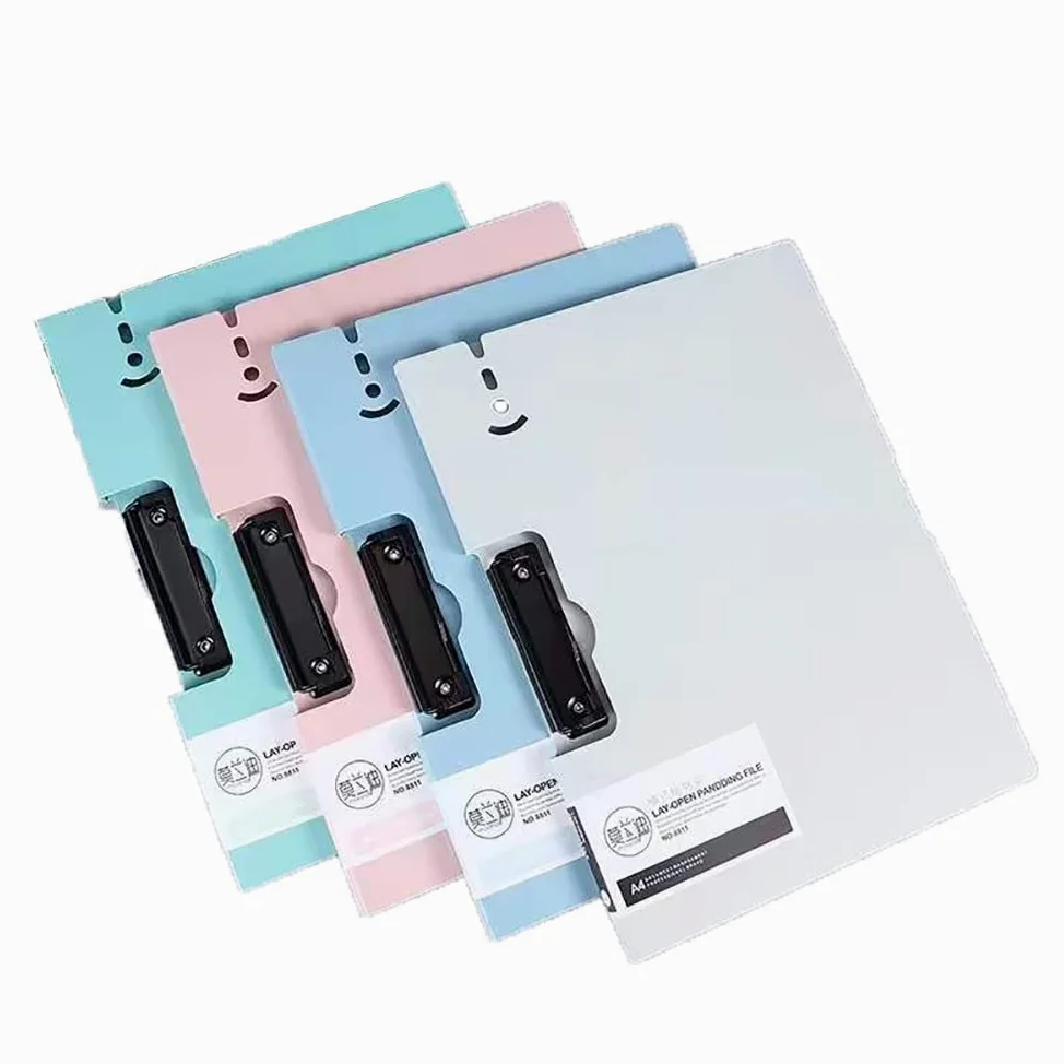 Ronteno Blocco per appunti A4 a 360°, impermeabile, pieghevole, con clip con copertina rigida, organizer per ufficio, 4 foto, verde, blu, rosa, grigio