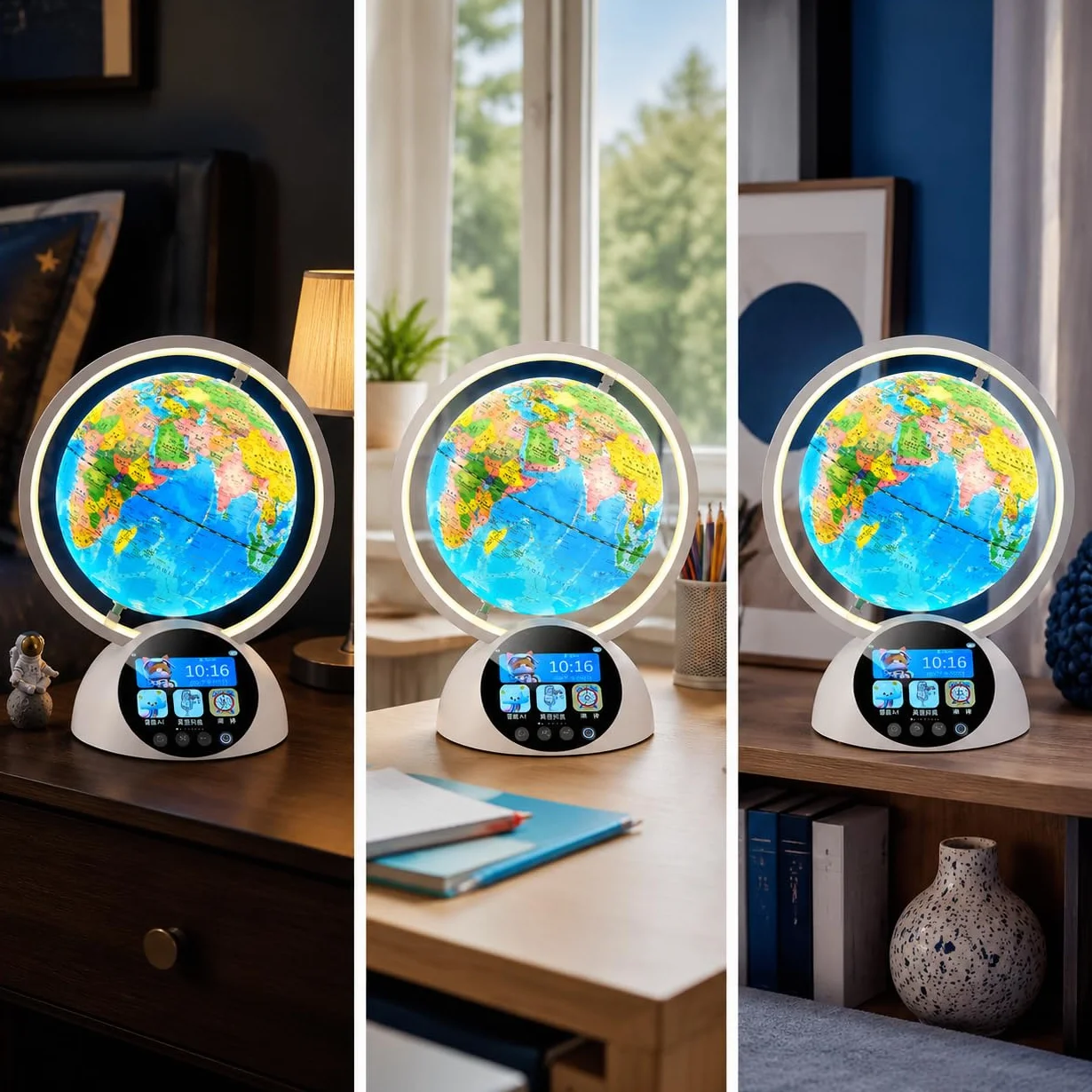 Mappamondo Interattivo per Bambini, Globo Educativo Luminoso Piccolo con Touchscreen