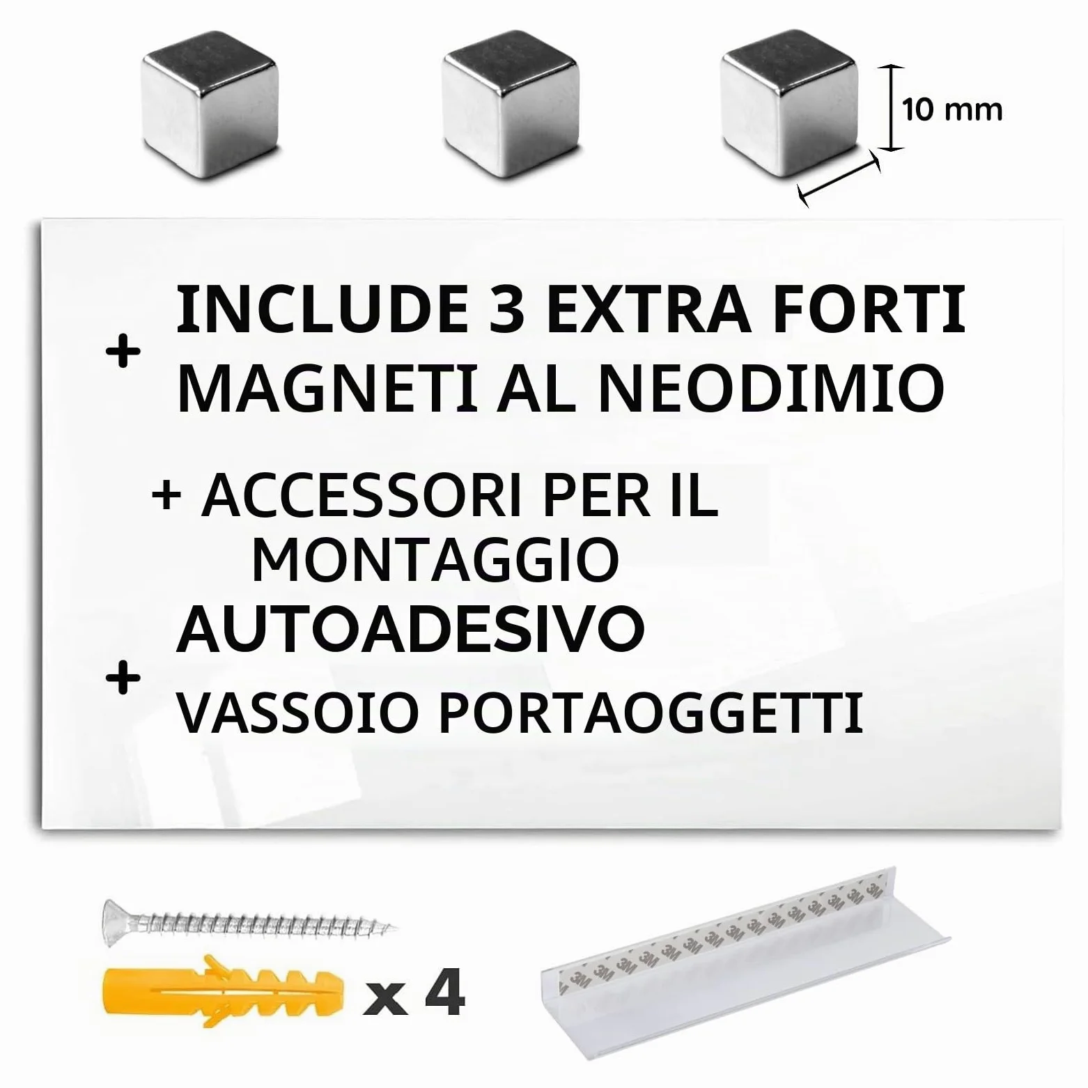 Floordirekt Mob - Lavagna Magnetica da Parete, Smaltata o Vetro, Magnetica e scrivibile, in Vetro, 60 x 90 cm, Colore: Bianco Premium