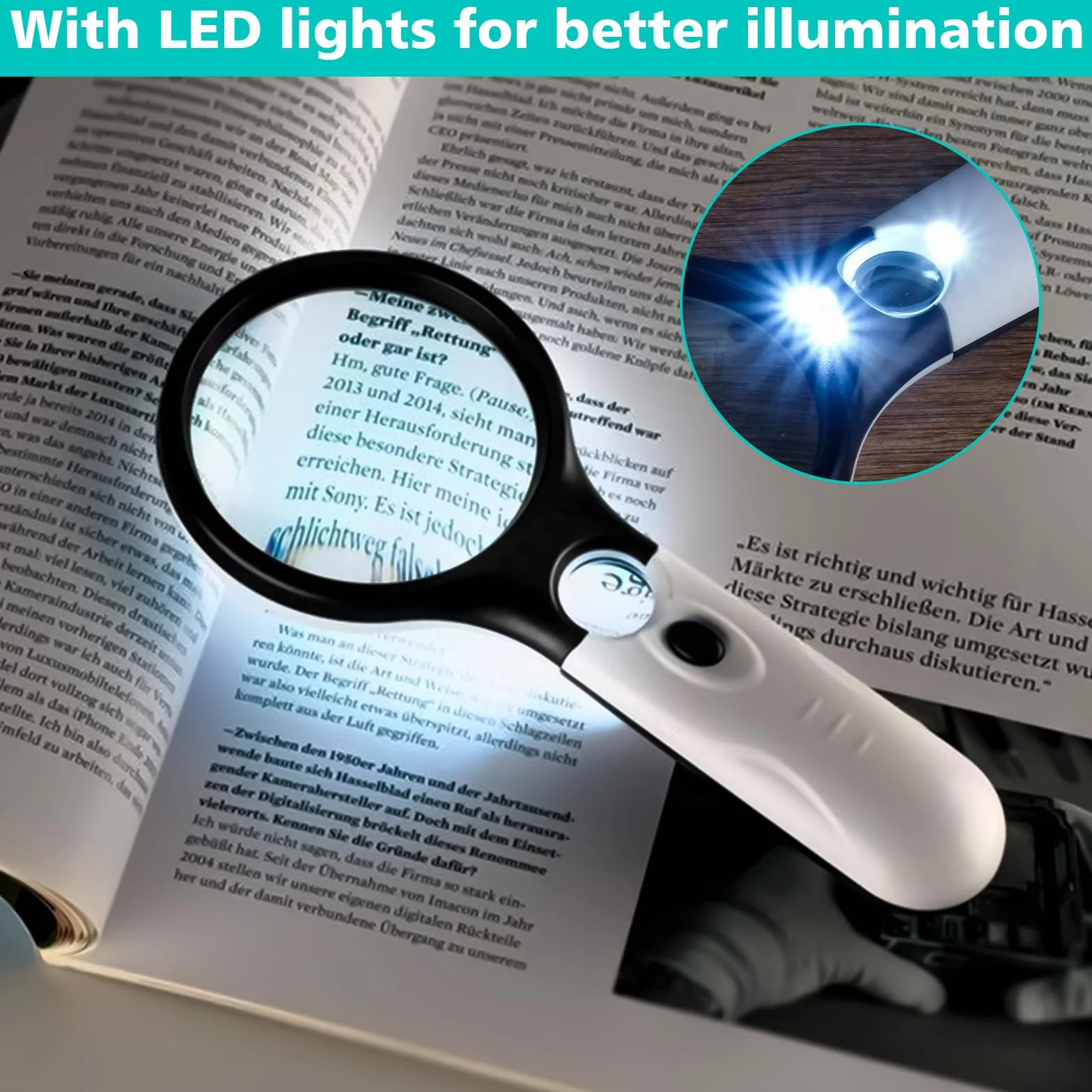 Lente d'ingrandimento con Luce LED 3X 45X Portatile per Lettura Ispezione Francobolli