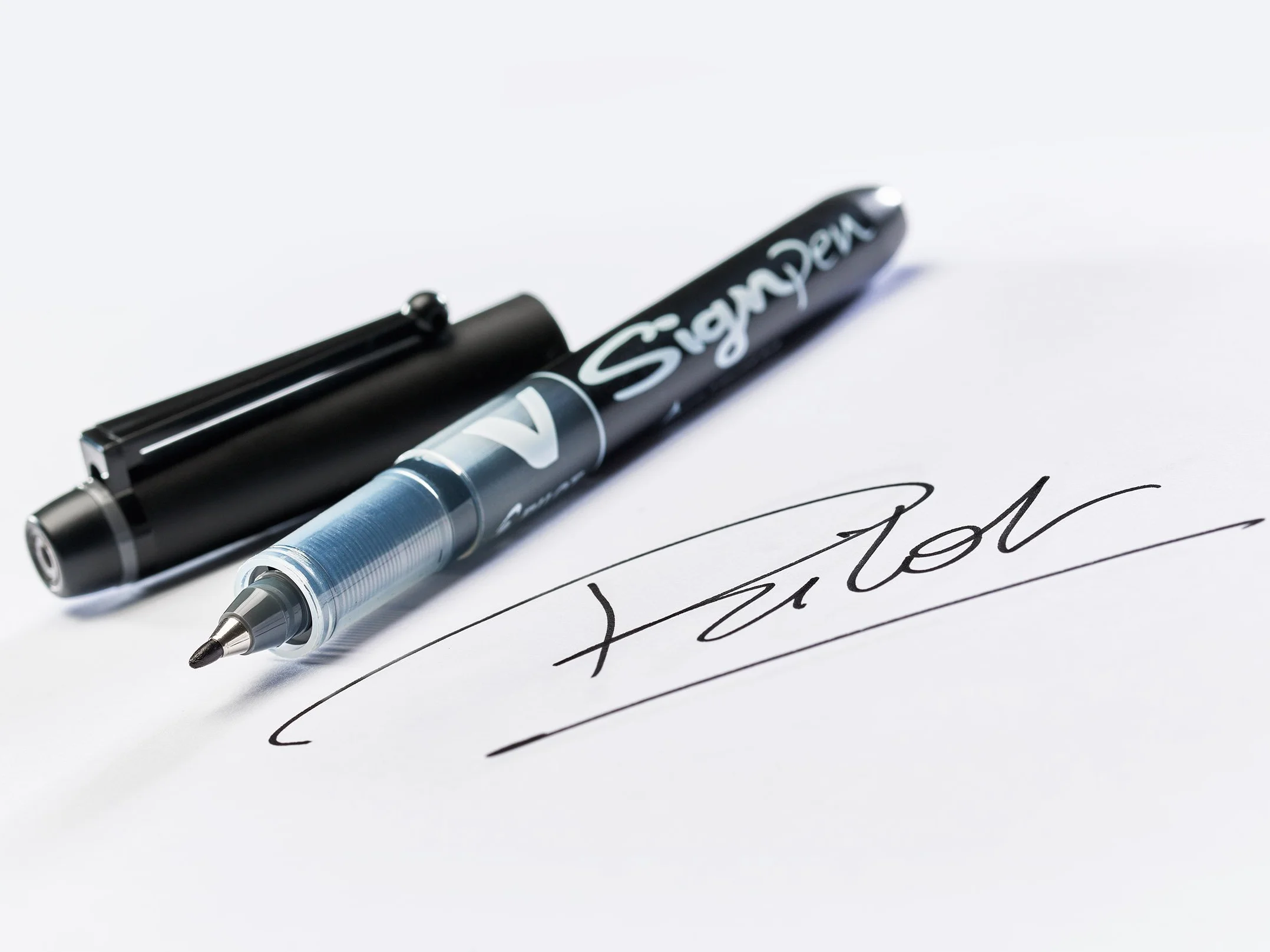 PILOT V-Sign Set 4 Penne a Pennarello Inchiostro Liquido Nero Punta Media