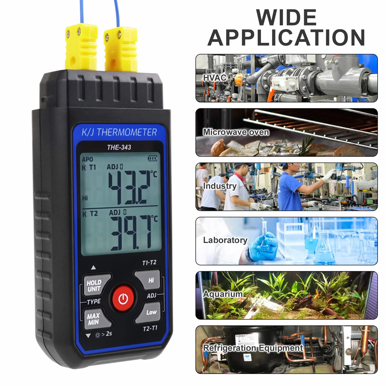 Termometro a Termocoppia Digitale Tipo K 4 Canali -200~1372℃ HVAC Doppio Canale Misuratore Temperatura