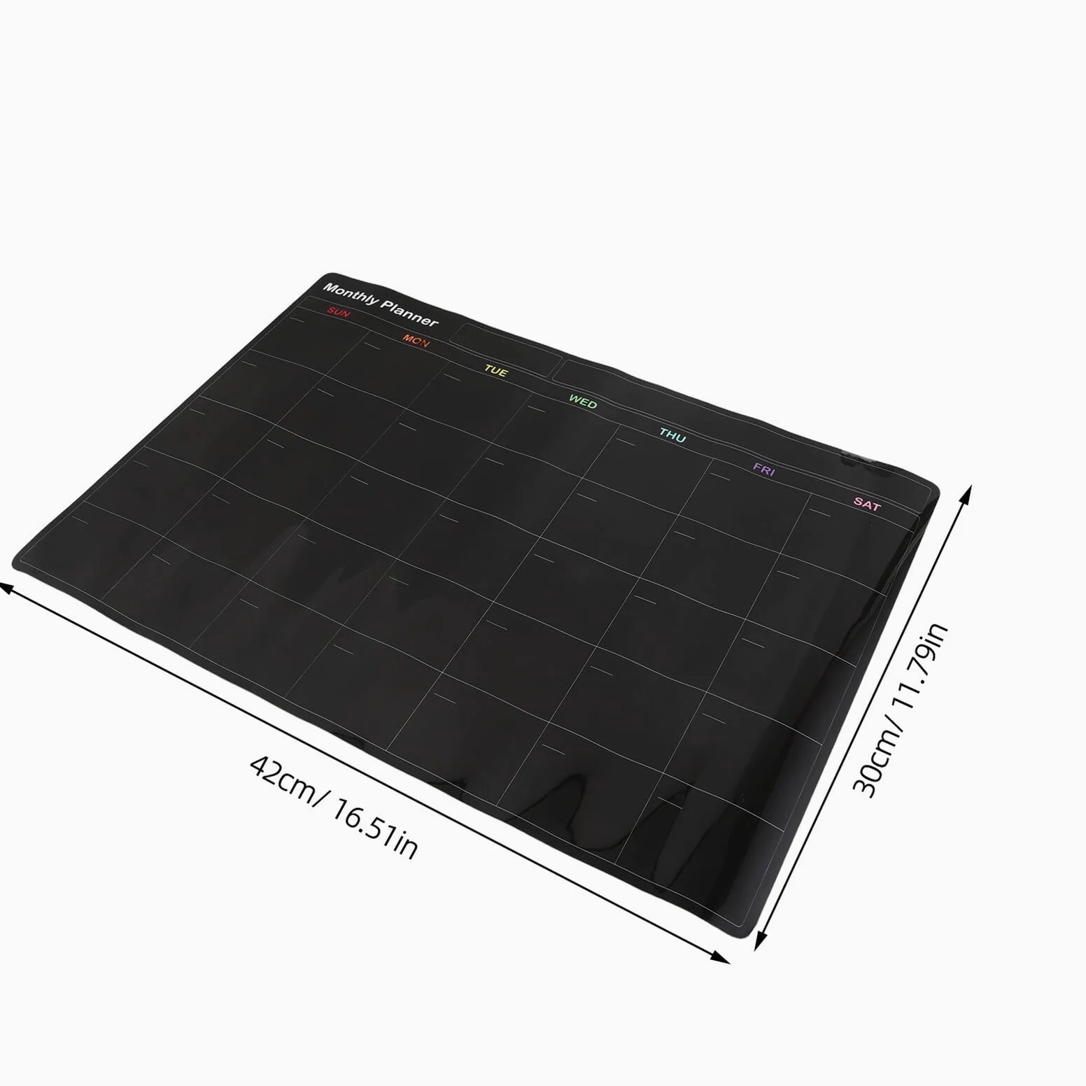 Planner Magnetico Frigorifero Nero, Lavagna Scrivibile per Calendario | Superficie Cancellabile a Secco, Cancellazione Rapida, con Marker e Spugna Inclusi per Cucina e Aula