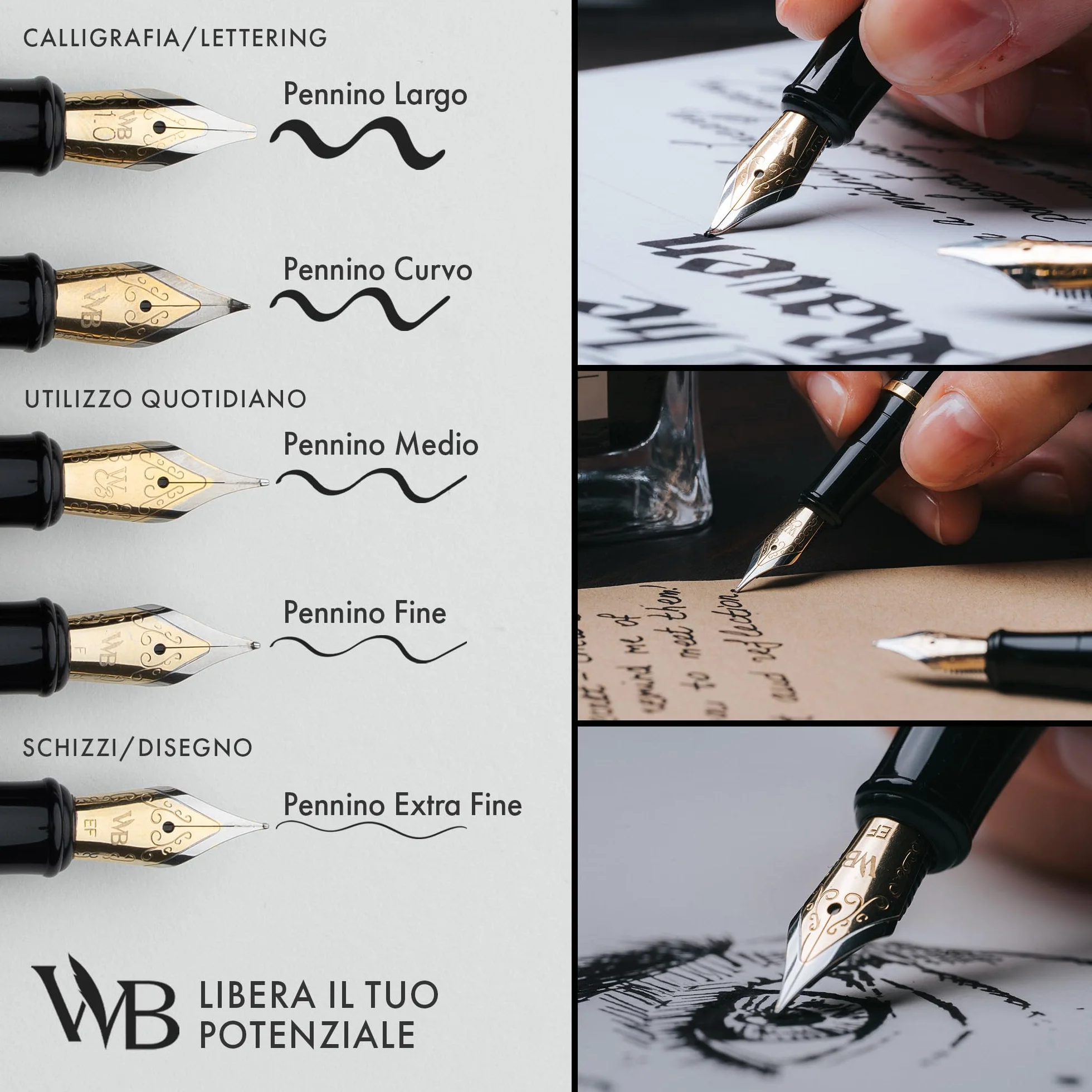 Wordsworth & Black Set di penne stilografiche, Pennino medio, 24 cartucce inchiostro e convertitore, Oro nero
