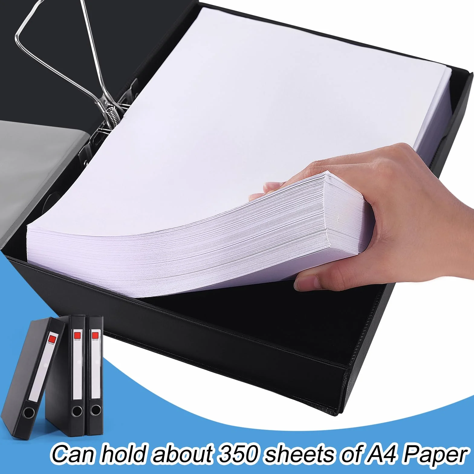 3PCS Scatola Archivio A4 con Coperchio, Dorso da 45mm, per Ufficio | A4 Scatola Archivio, Scatola per Documenti Archivio, Cartella Portaprogetti Scatole per ufficio, Scuole (Nero)