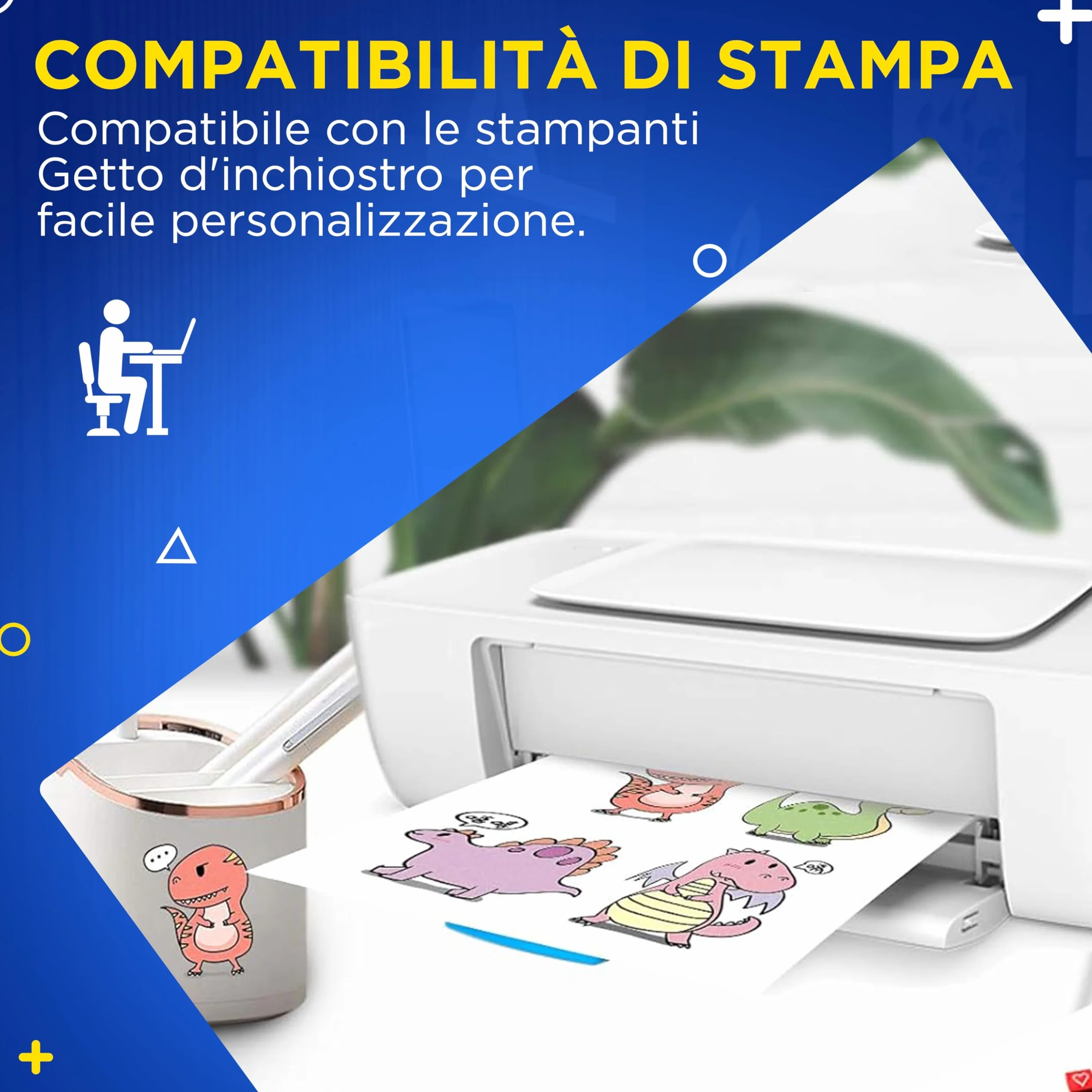 Fogli di Vinile Adesivo Stampabile A4 Impermeabile Bianco Opaco