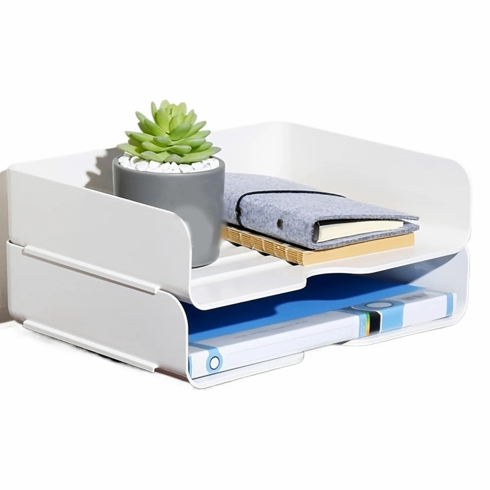 Vassoio Per Lettere Organizer Da Scrivania In Plastica Impilabile 2 Pezzi | Scatole portadocumenti A4, vassoio for lettere, supporto for forniture for ufficio, adatto for tavolo da studio