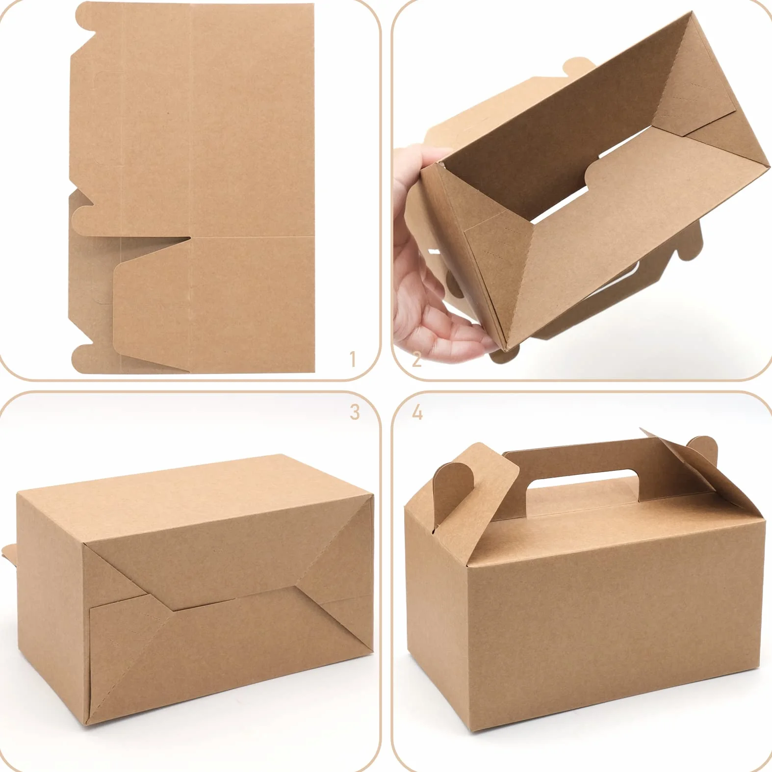 Scatola di carta kraft marrone 19x11x10 cm per cupcake regalo asporto torte brownie pane dolcetti pollo fritto