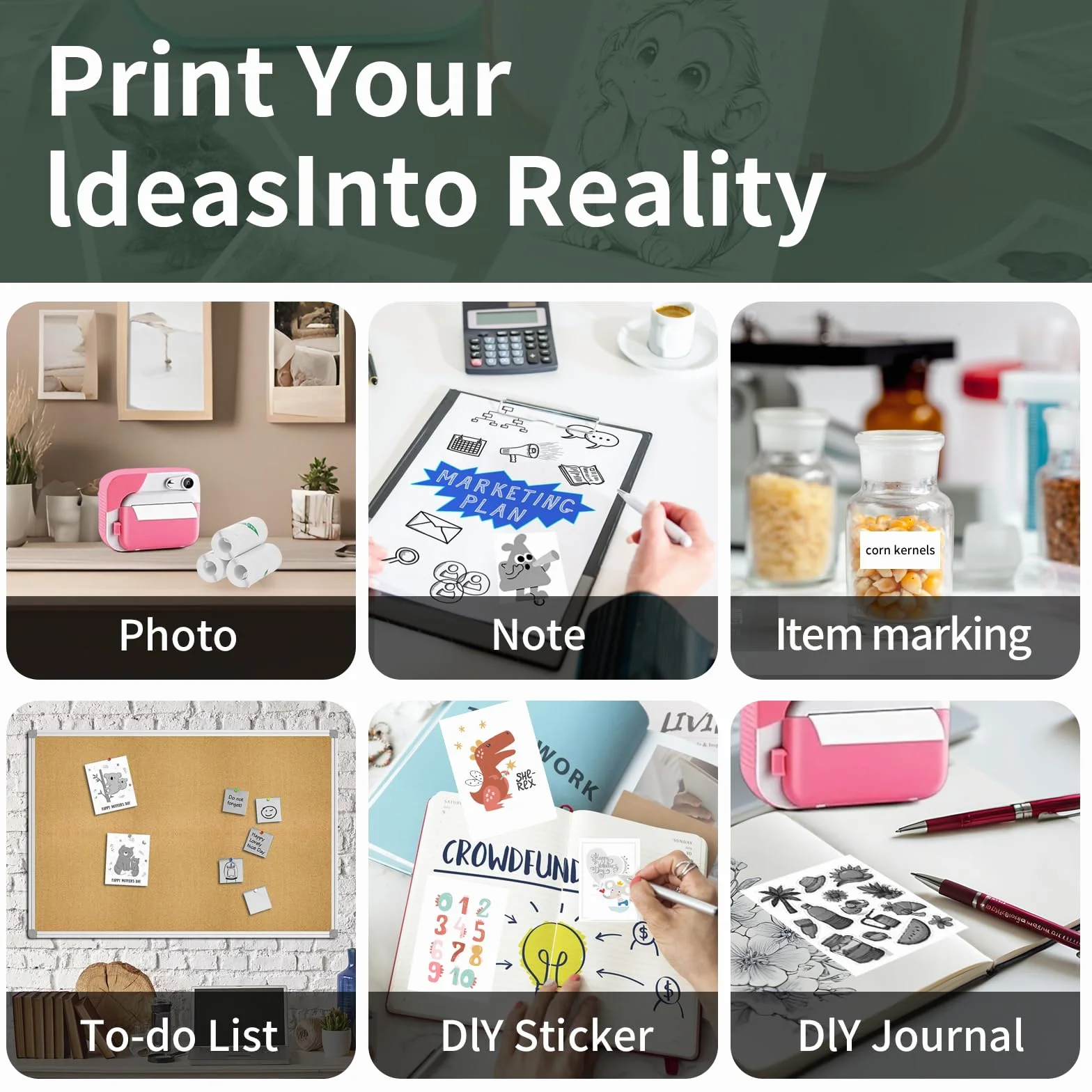 Set da 10 Rotoli Carta Termica Adesiva per Fotocamera, Stampa senza inchiostro, Compatibile Mini Fotocamere