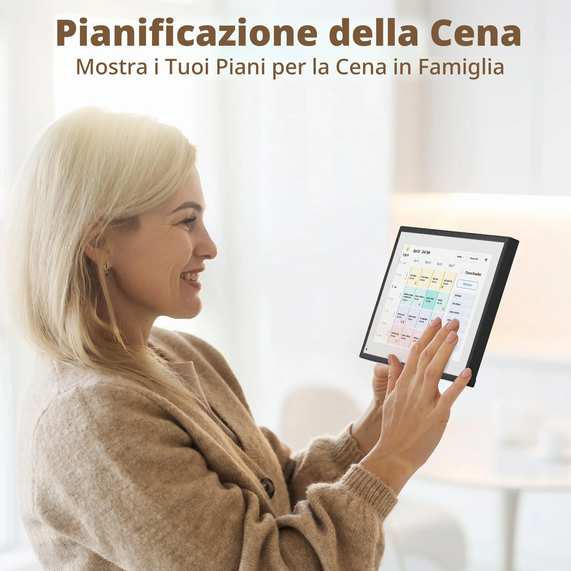 Dragon Touch Calendario, calendario digitale 2025 da 10,1 pollici, agenda da parete per la famiglia, touchscreen interattivo Full HD 1080p, grafico intelligente delle faccende e organizzazione