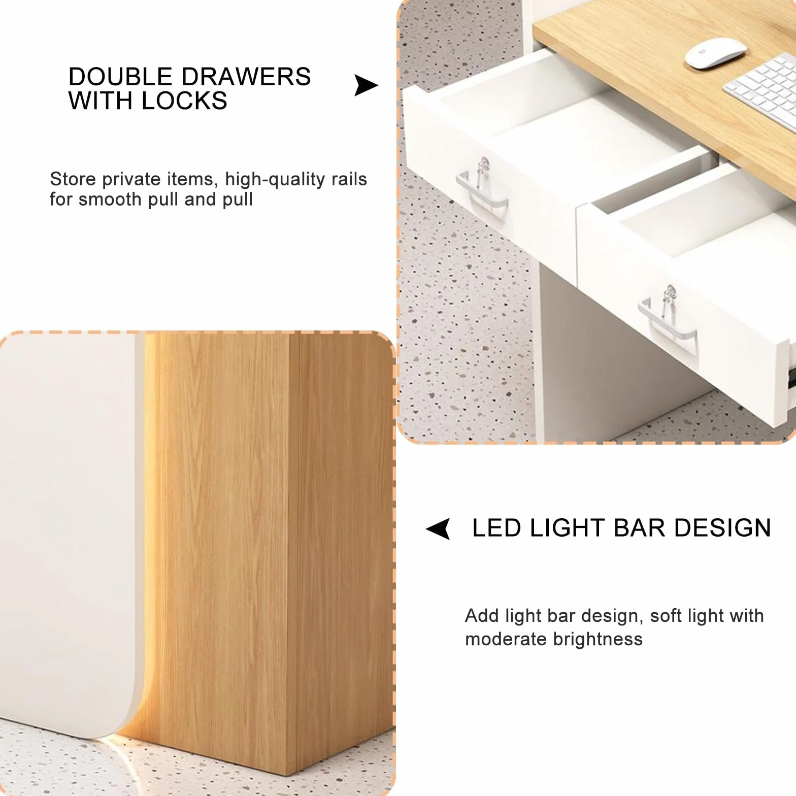 Moderno Banco da Receptionista,Bancone cassa per negozio,80CM Reception estetica con Luci LED,per Supermercato, Negozio di Convenienza, Hotel Lobby, reception ufficio,mobile cassa negozio(White)