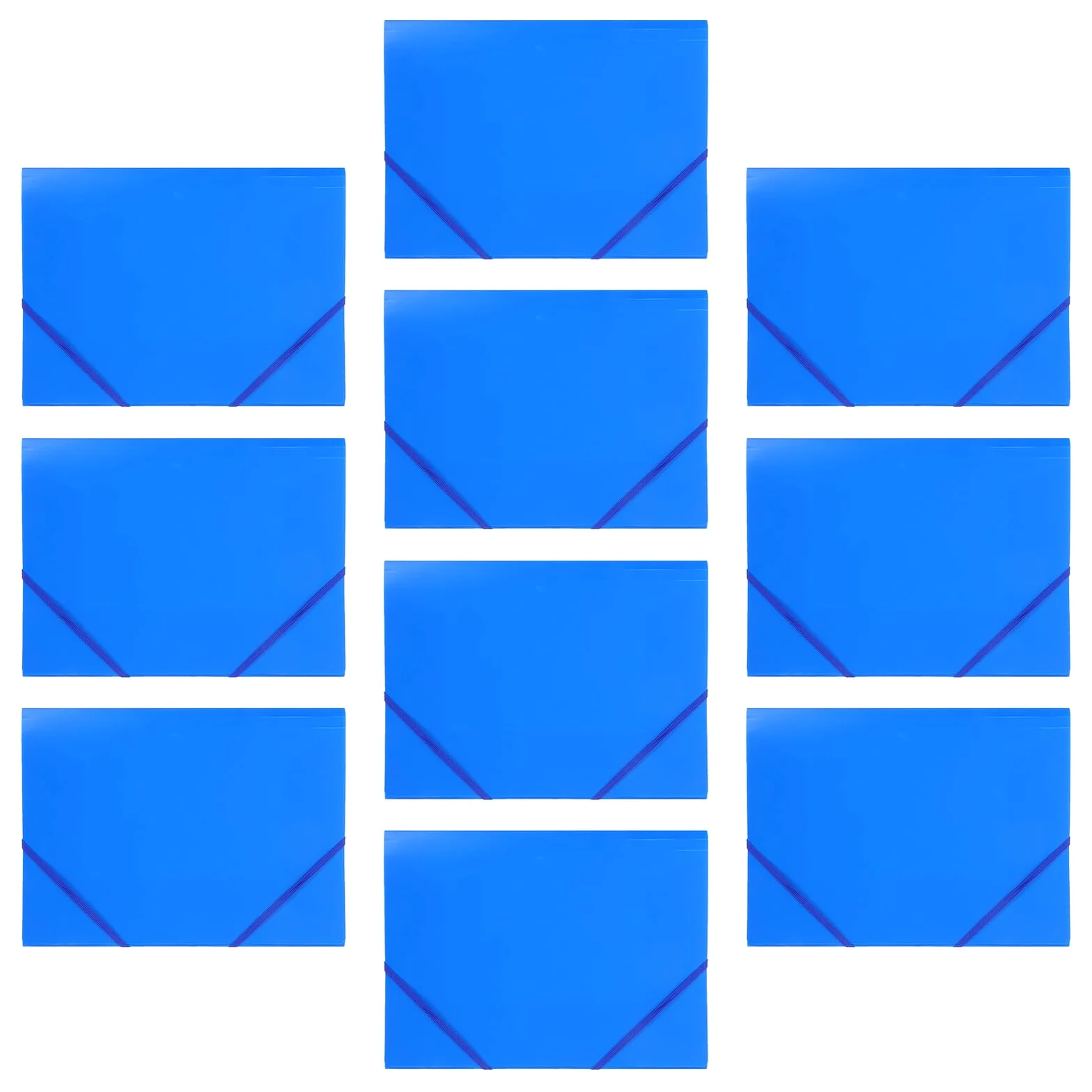 Cartella Portadocumenti A4 Pieghevole con Elastico, 10 Pezzi Blu | Organizer Documenti in Plastica, Chiusura con Cordino Elastico, Leggero e Versatile per Ufficio e Lavoro