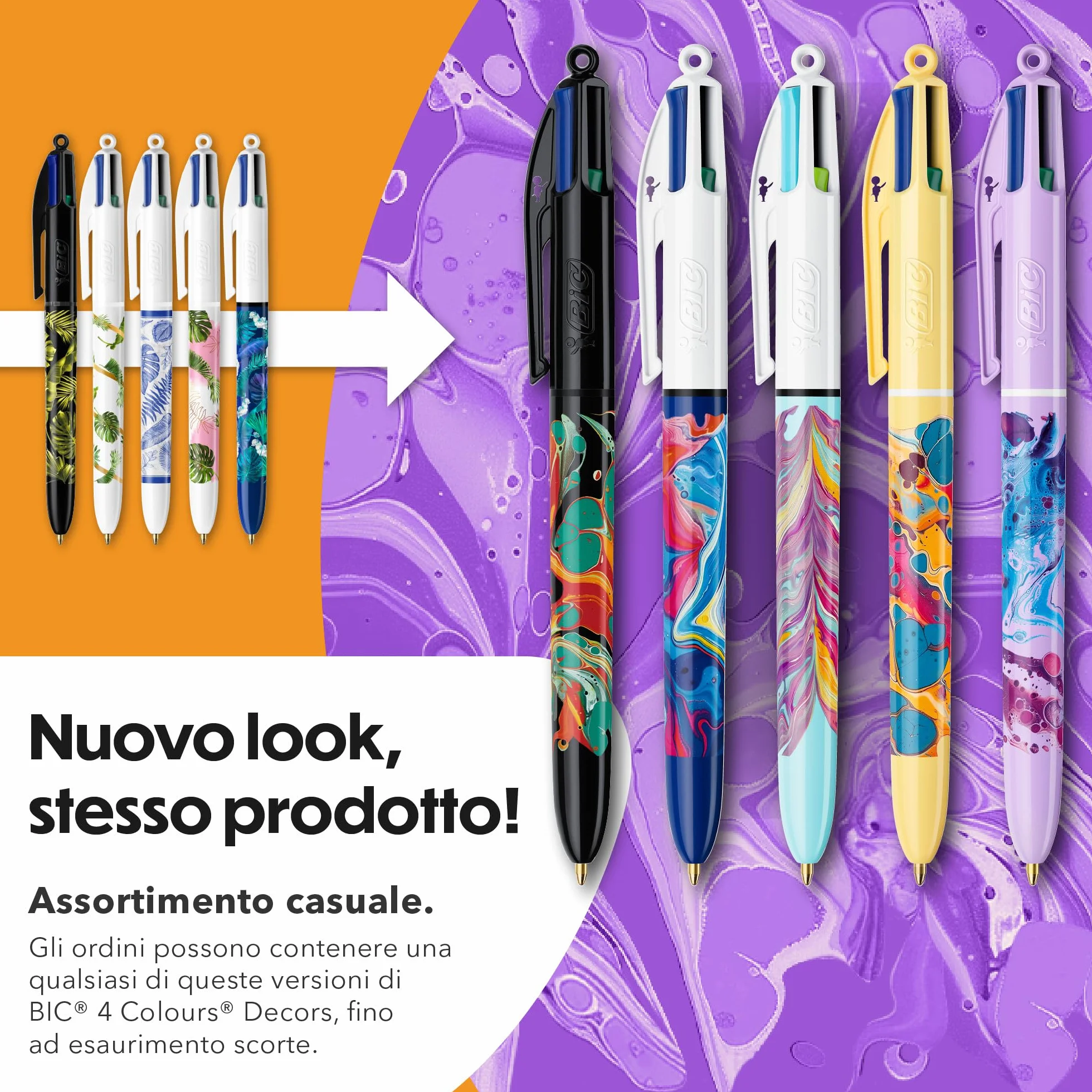 BIC 4 Colori Hydro Dipping Penne Multicolore Set di 5 Penne a Sfera A Scatto Cancelleria