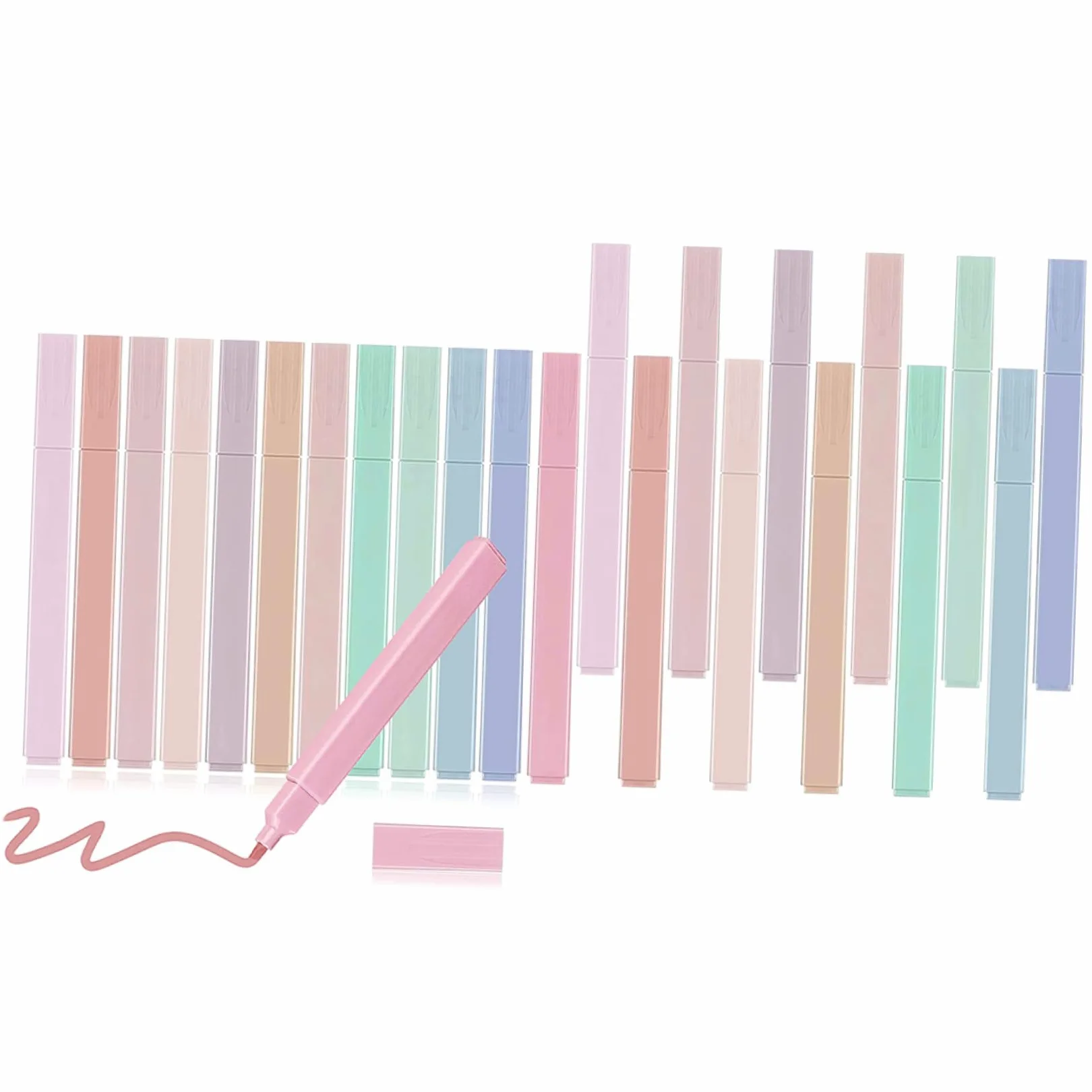 NUOBESTY 24pezzi Pennarelli Evidenziatori Doppia Punta Colorati Perfetti Per Studio e Ufficio Design Adorabile Per Studenti Per Sottolineare e Annotare Note Importanti