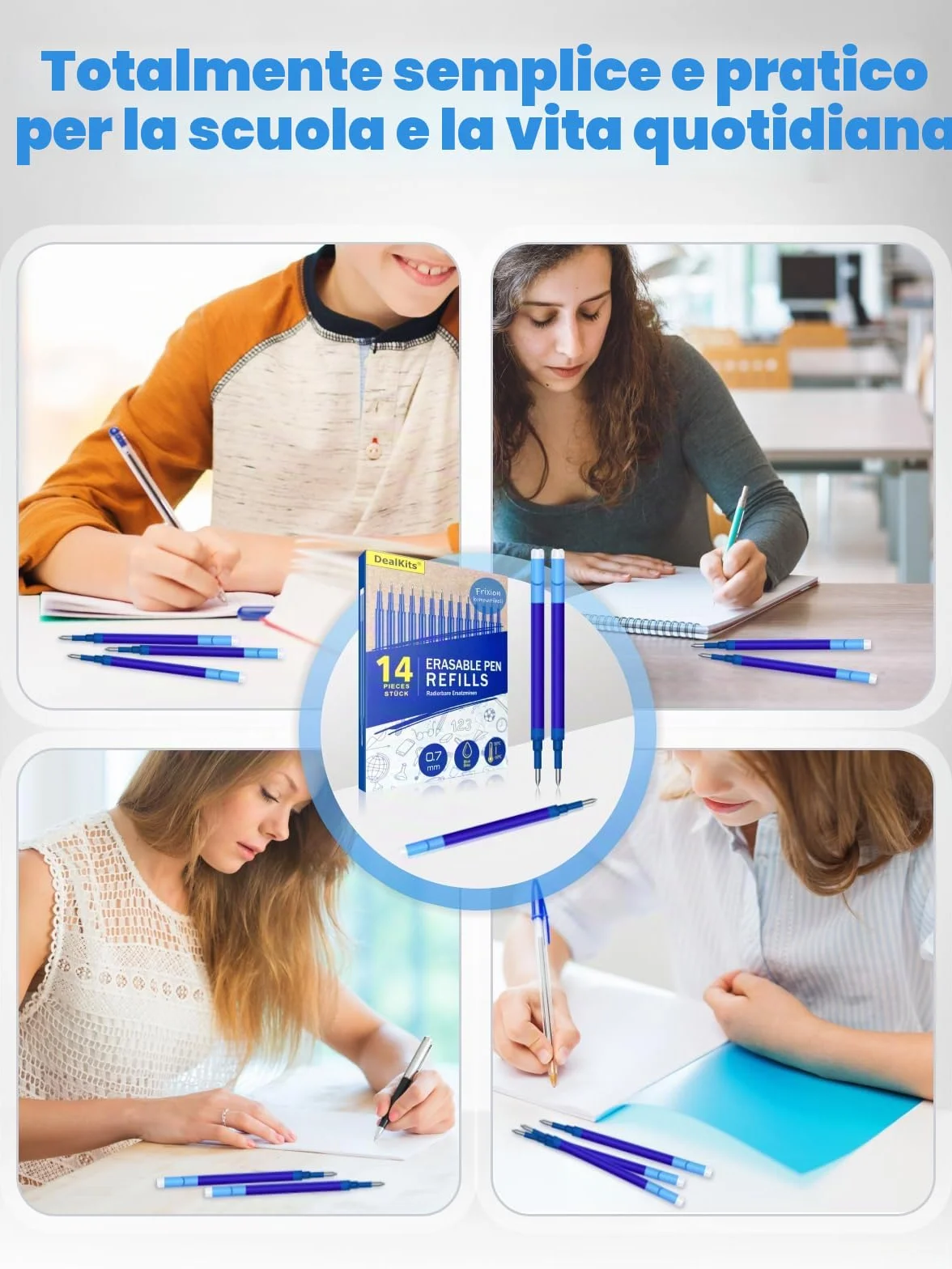 DealKits 14 ricariche in gel cancellabili 0,7 mm compatibili con Pilot FriXion Ball Clicker Eberhard Faber mine di ricambio per penna gel