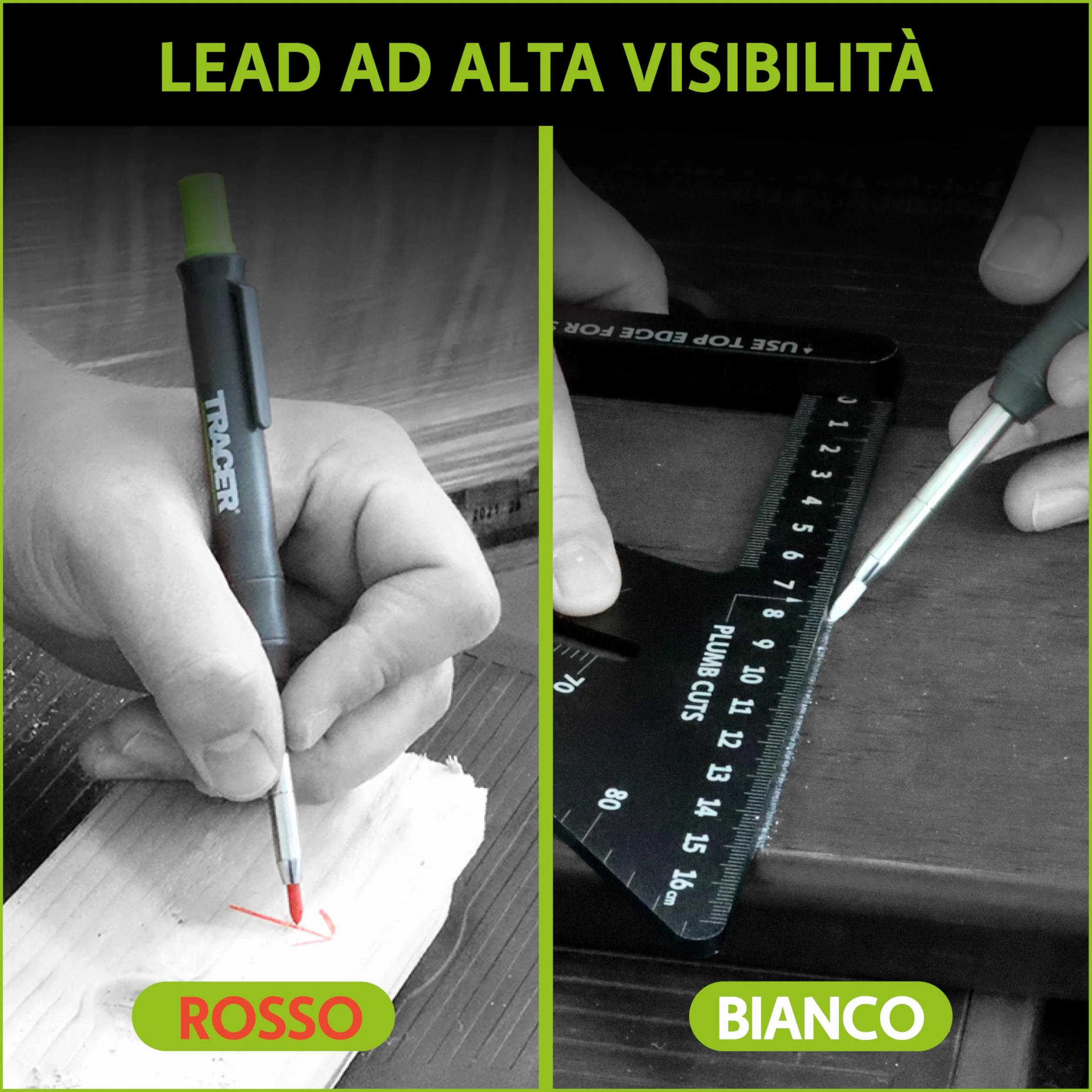 Tracer Set mine alternative matita foro profondo 2,8 mm 12 colorate alta visibilità 6 rosse 6 bianche