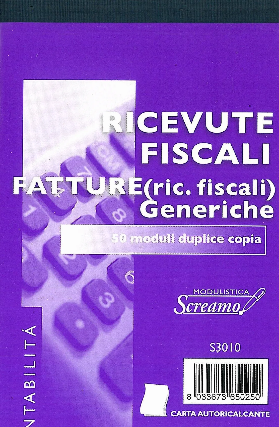 SCREAMO Ricevute Fiscali Generiche 10x15 cm, 10 Blocchetti, Polipropilene (PP), Bianco
