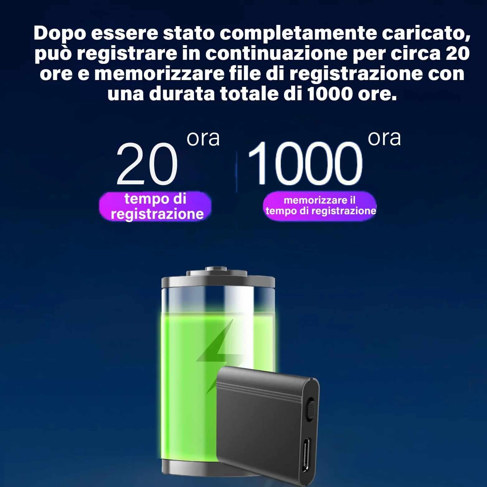 64G Mini registratore magnetico ad attivazione vocale, micro dispositivi di registrazione digitale piccolo registratore audio registratore audio