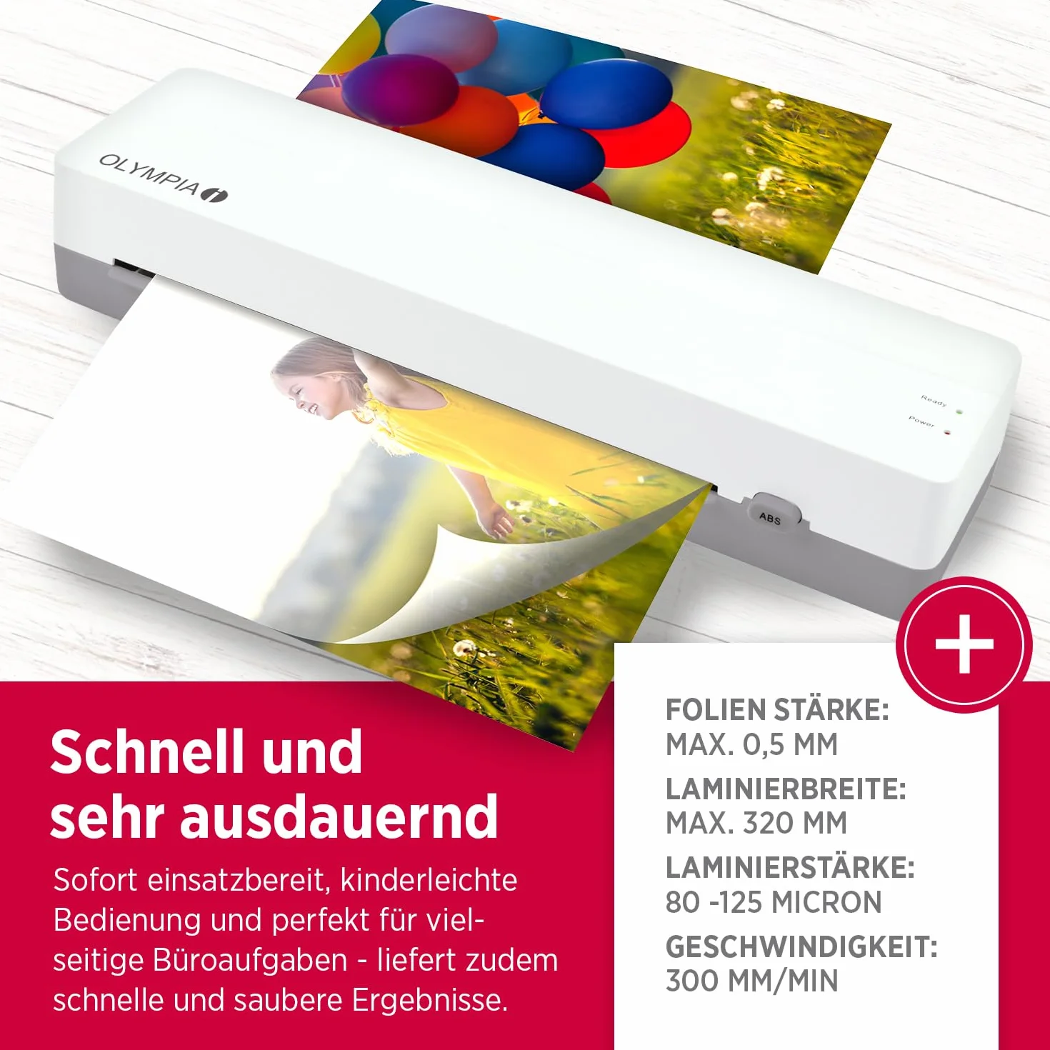 OLYMPIA A130 Plastificatrice A3 | Fogliatrice compatta per ufficio, scuola e casa | Laminazione a caldo fino a 320 mm | Per pellicole di laminazione da 80 – 125 micron | Plastificatrice A3 & A4 |