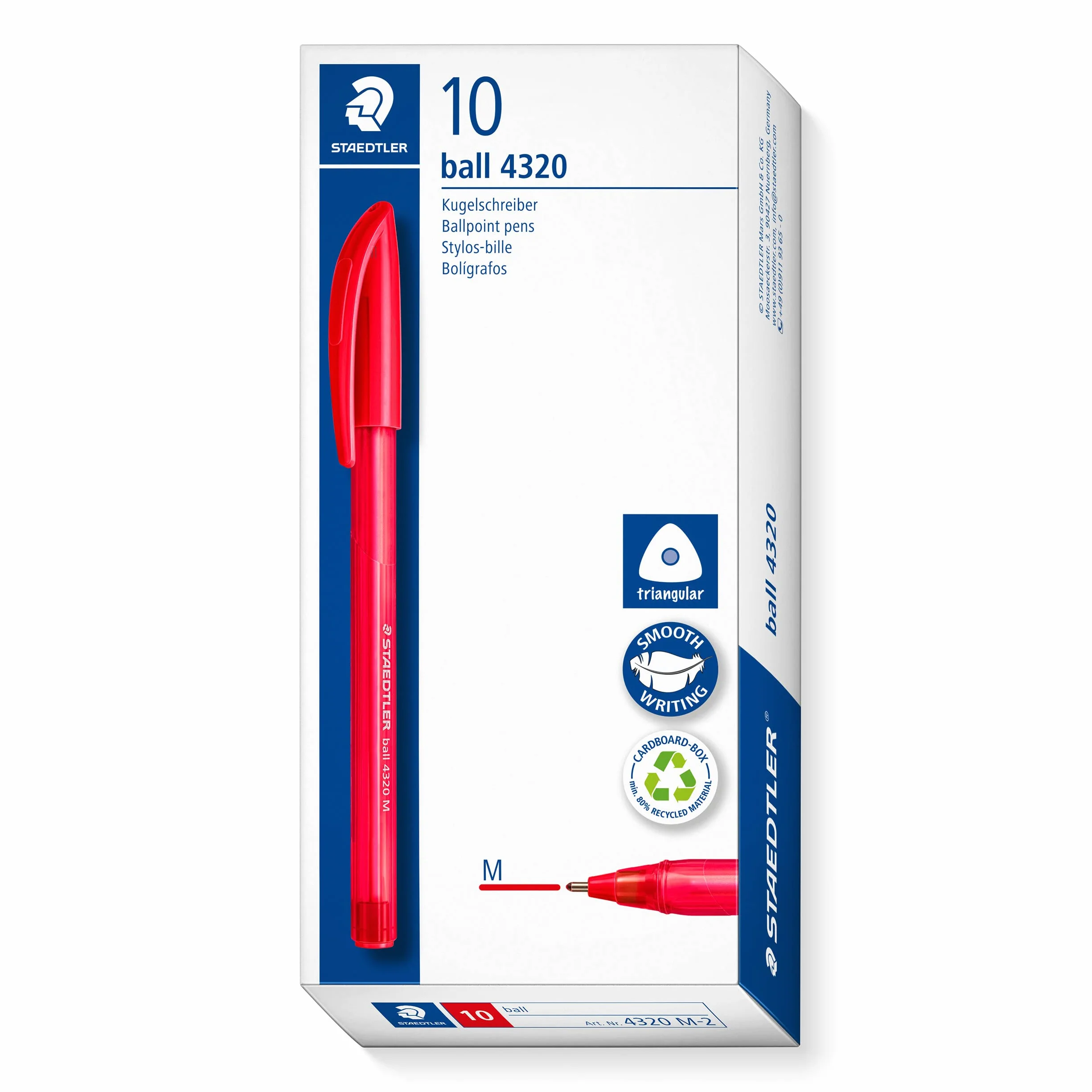 STAEDTLER 4320 M-2 Stick Rainbow Penna a Sfera 10 Pezzi Rosso
