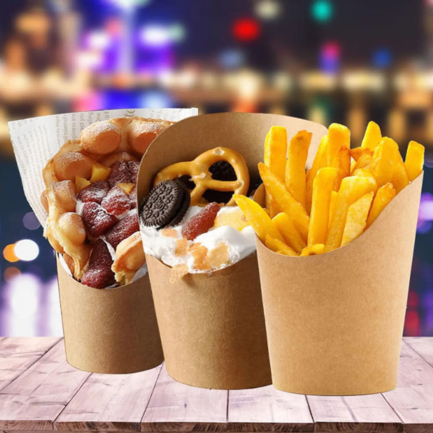 XYJJ 100 scatole di popcorn in carta kraft per feste, biscotti, patatine