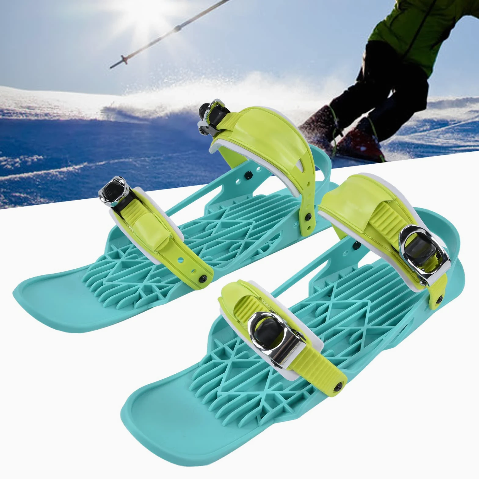 Pattini da sci in nylon verde scarpe da snowboard regolabili sport da sci esterno