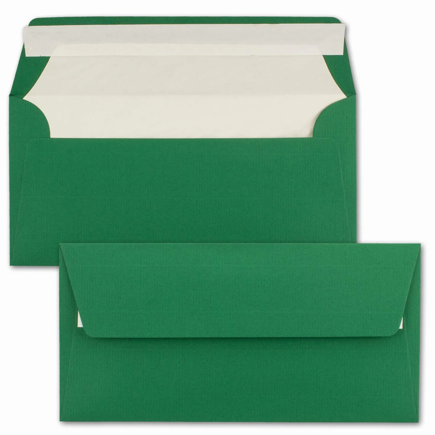 Neuser FarbenFroh - Buste per lettere, formato DIN lungo, imbottite con carta velina, 110 g/m2, 110 x 220 mm, chiusura con striscia adesiva 700 Stück Verde scuro con fodera bianca