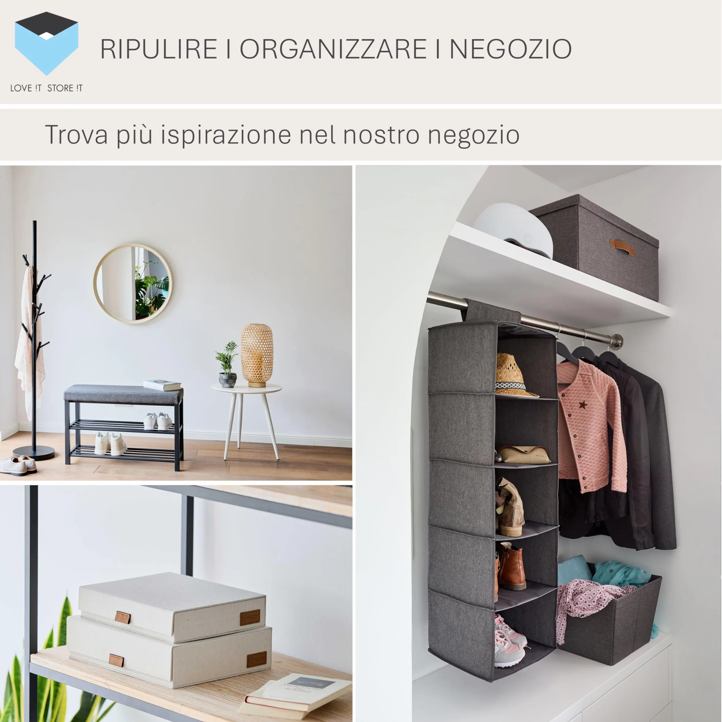 LOVE IT STORE IT - Premium - Scatola con coperchio, set di 2, portadocumenti A4, coperchio in lino, chiusura magnetica 28x23x6 cm & 31x25x8 cm