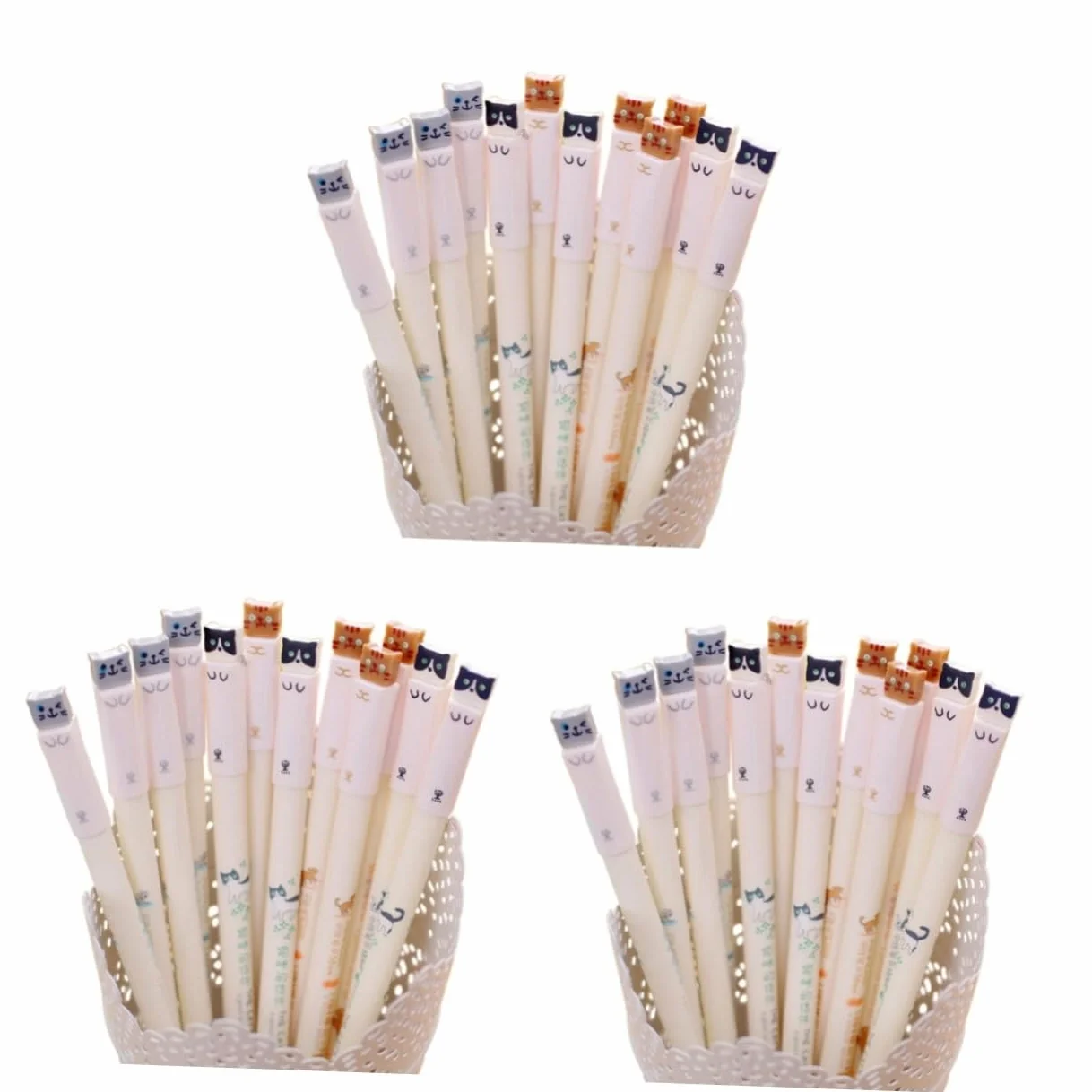 36 Pz Imposta le penne gel penne per gatti a inchiostro nero gel per gatti da 0,38 mm